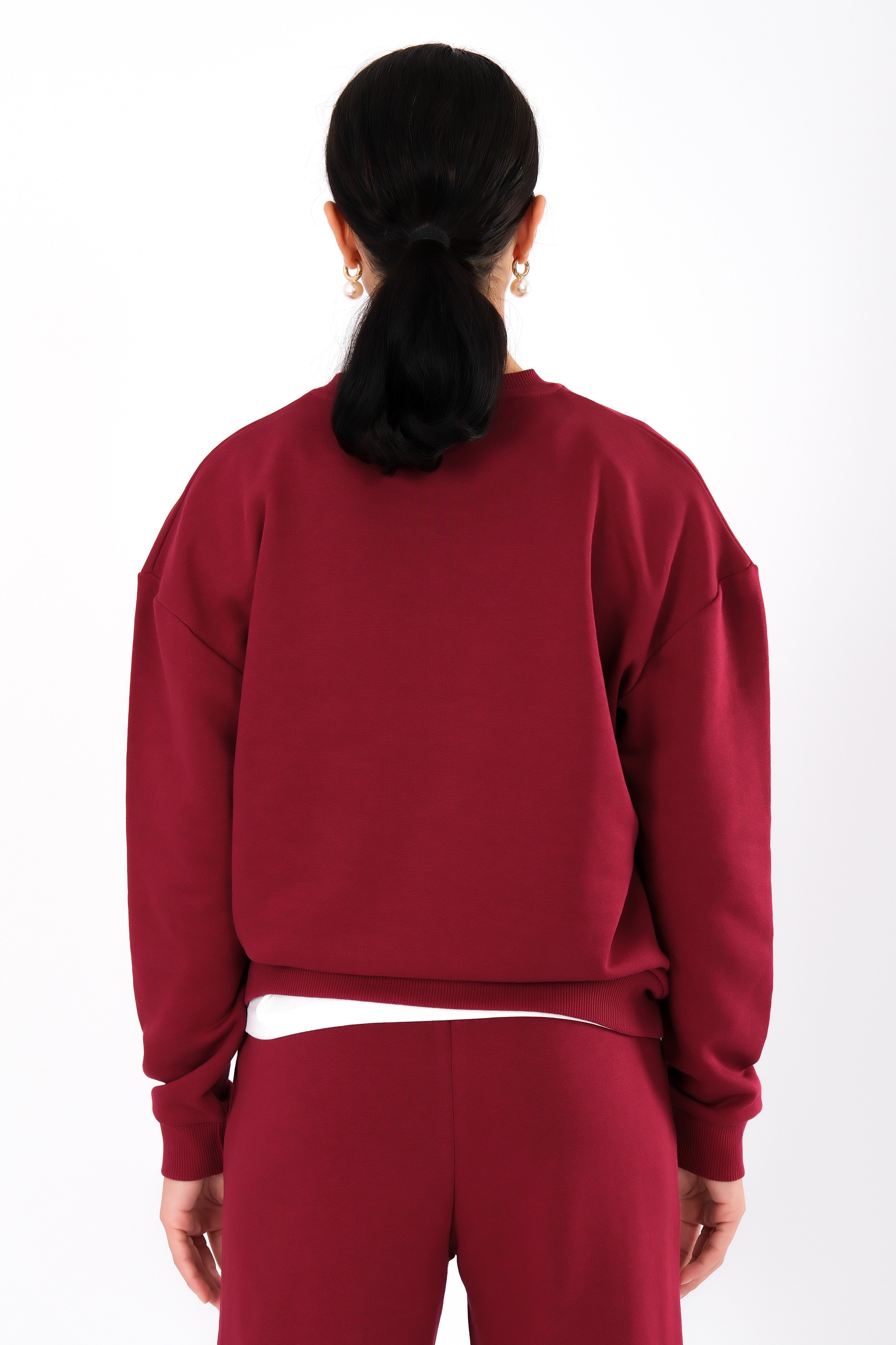 Zero Give Relaxed Fit Sweatshirt Kadın - Bordo C504