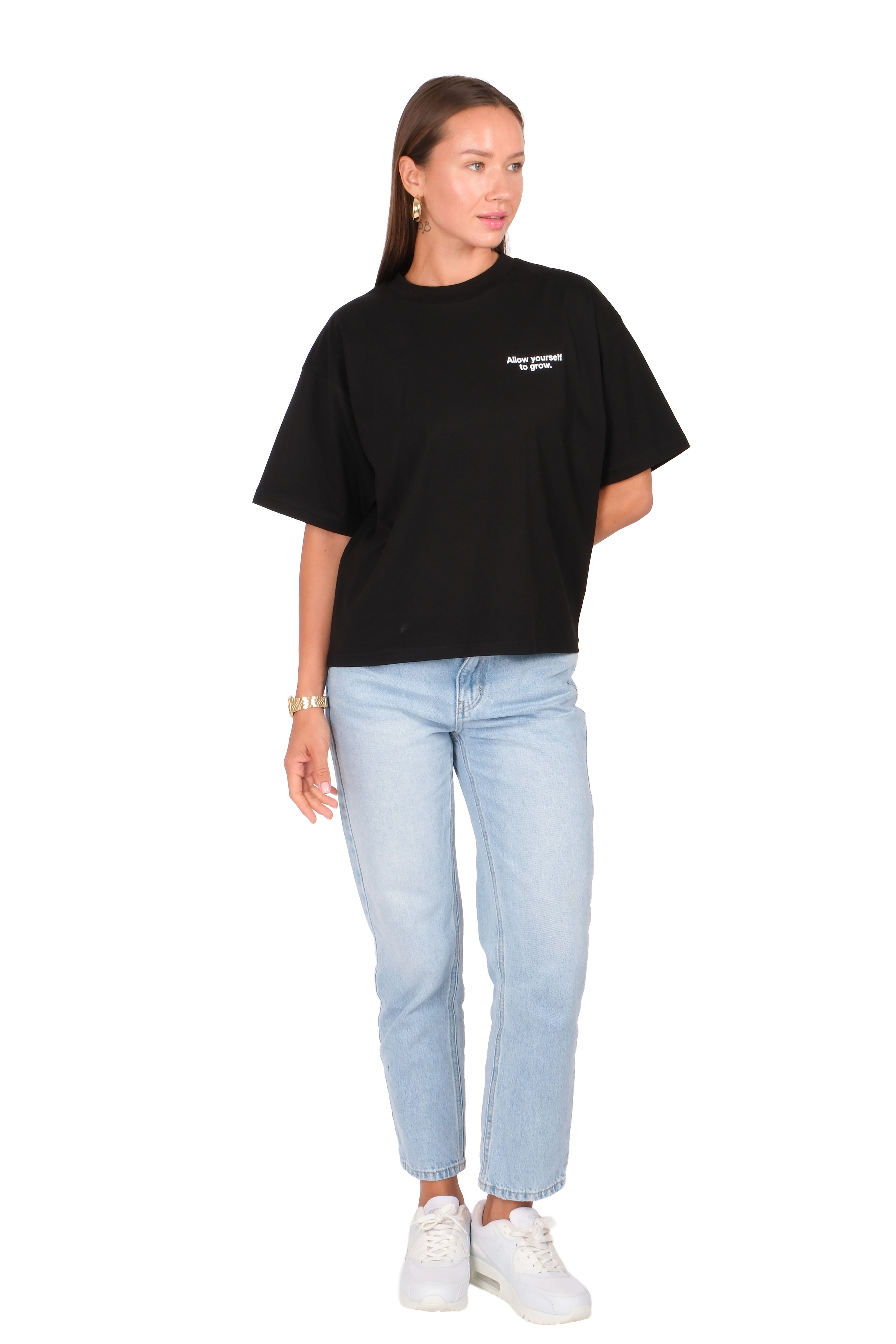 Allow Yourself Boxed Fit Kadın T-Shirt Siyah C590