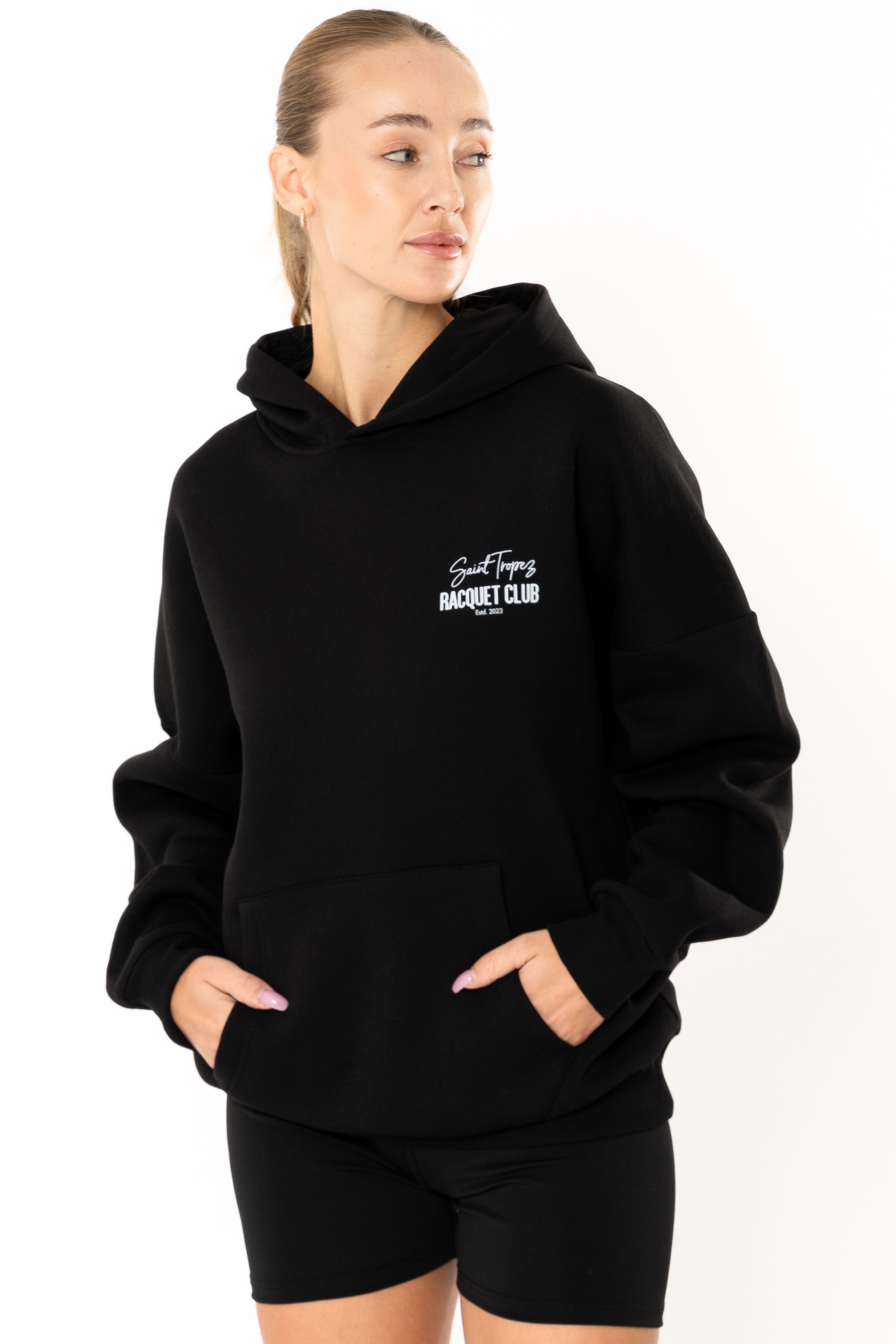 Racquet Lovers Oversize Hoodie Kadın - Siyah C107