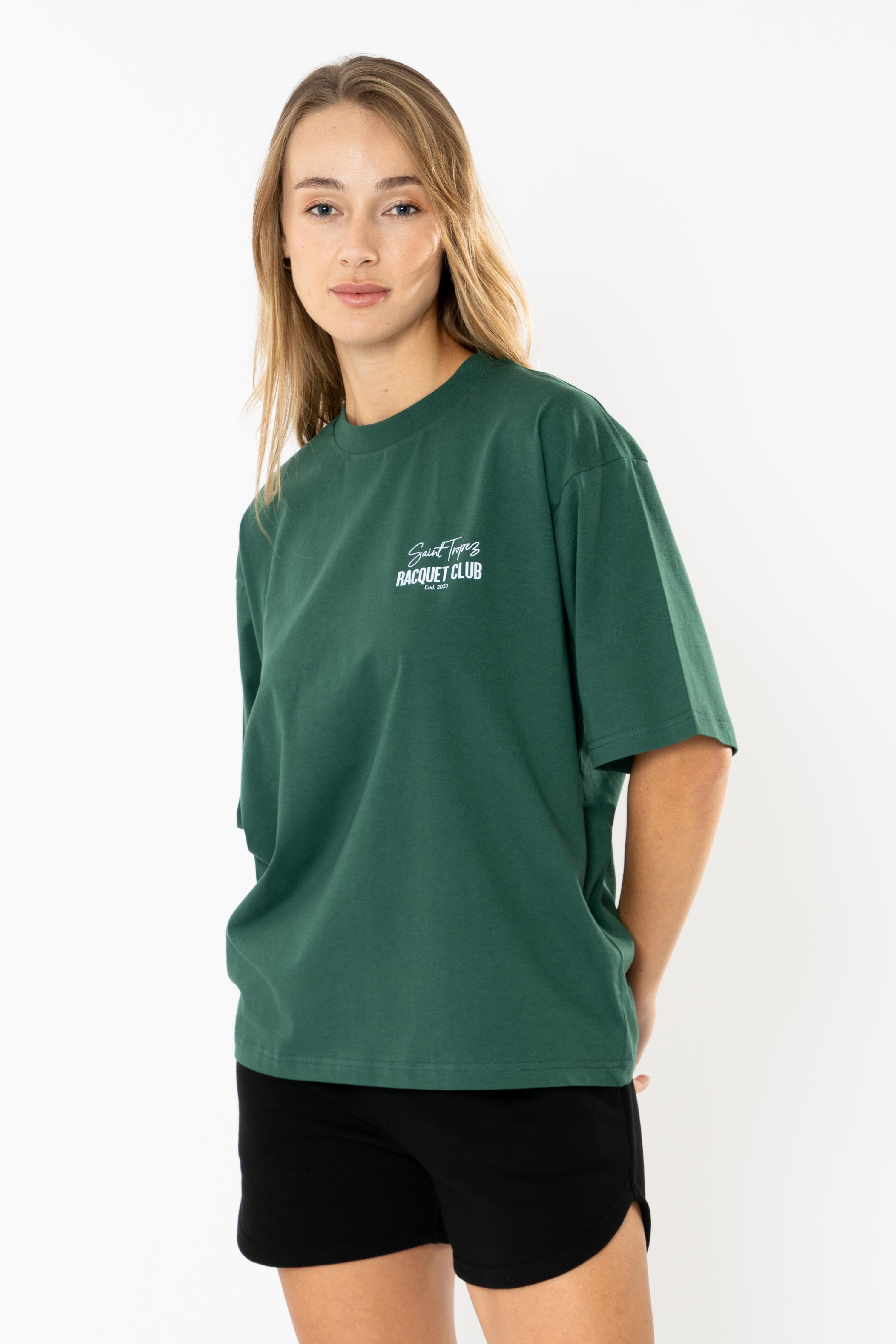 Racquet Lover Oversize T-Shirt Kadın - Yeşil C101