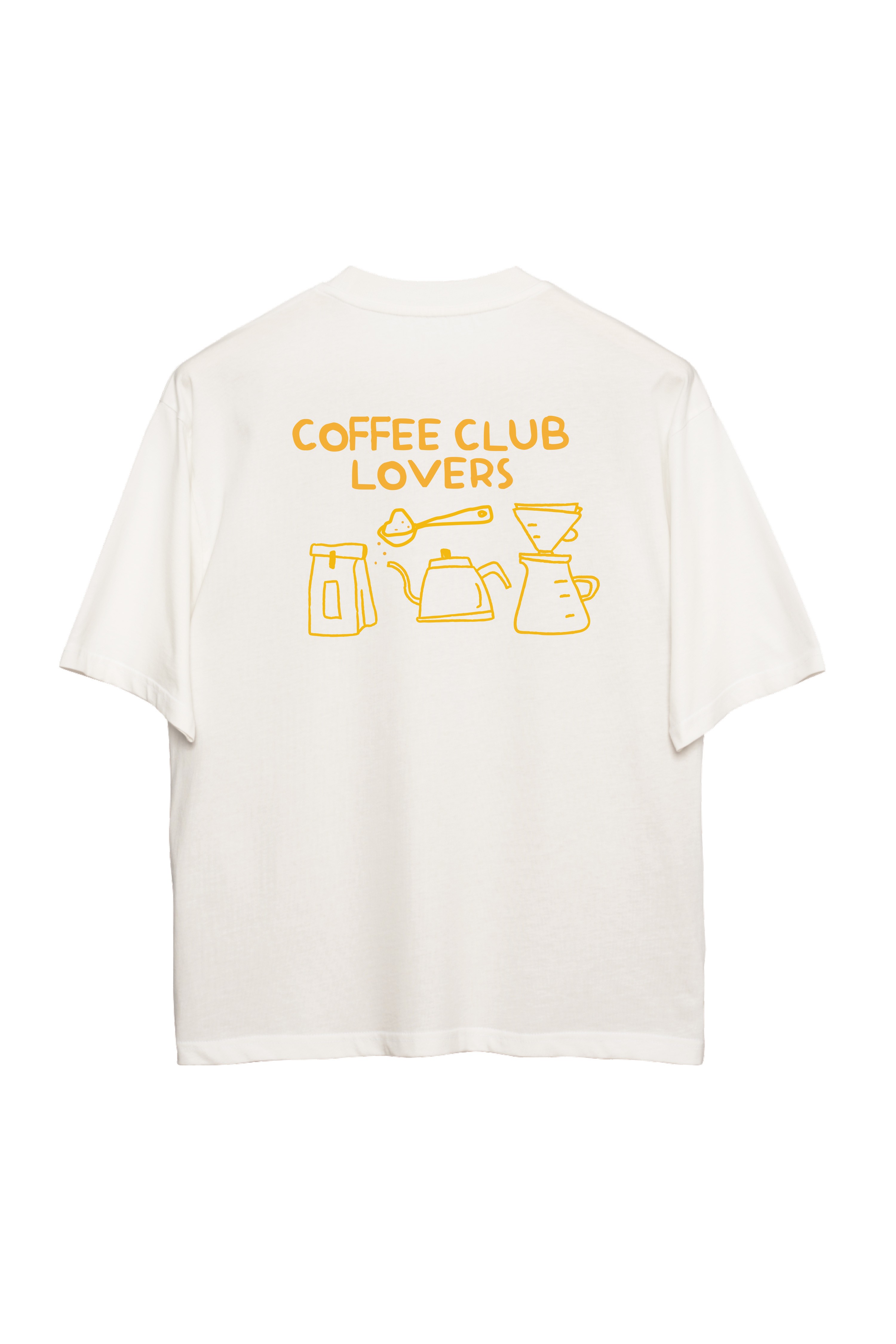 Coffee Club Lovers Oversize T-Shirt Kadın - Ekru