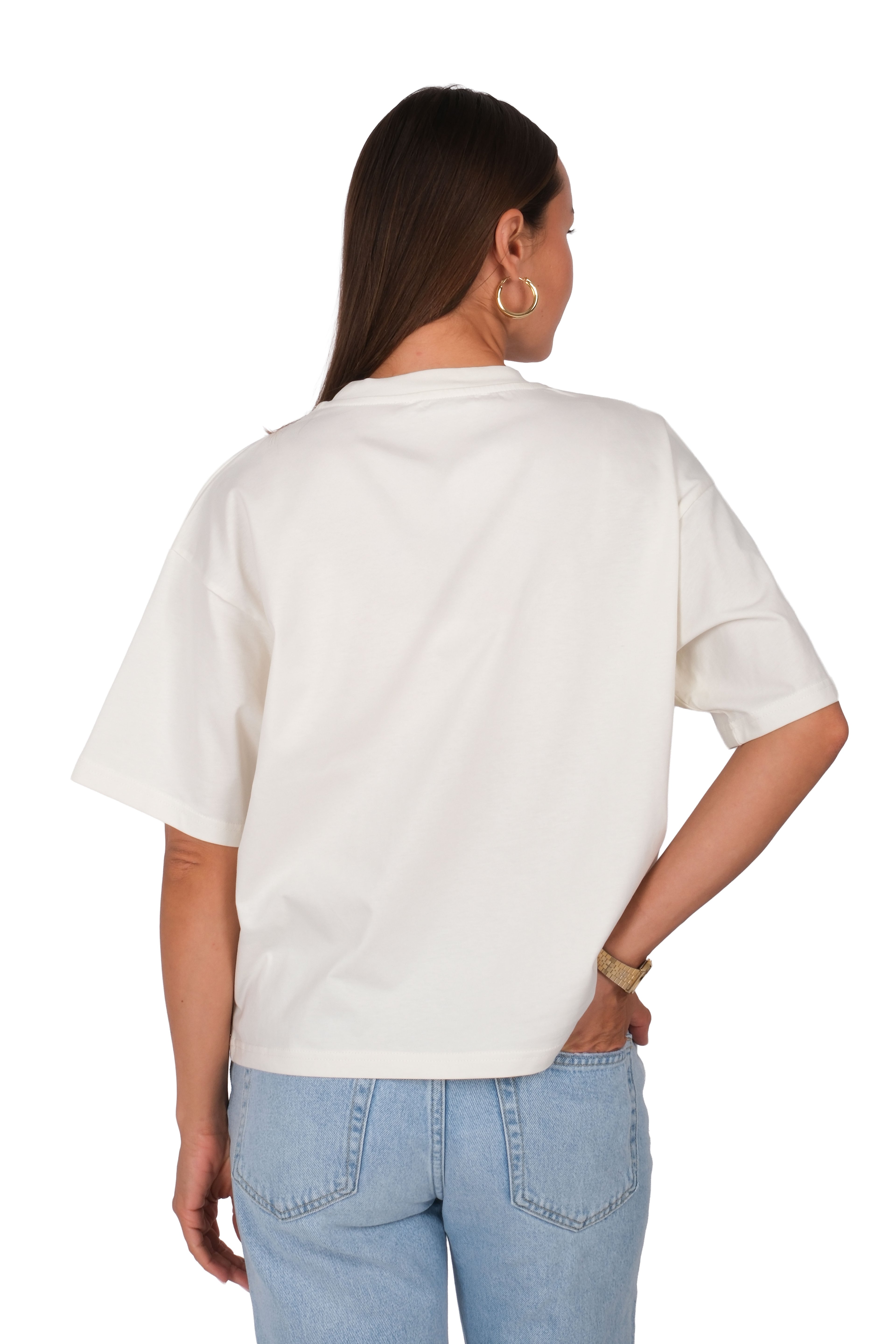 Melancholic Life Boxed Fit Kadın T-Shirt Ekru C590