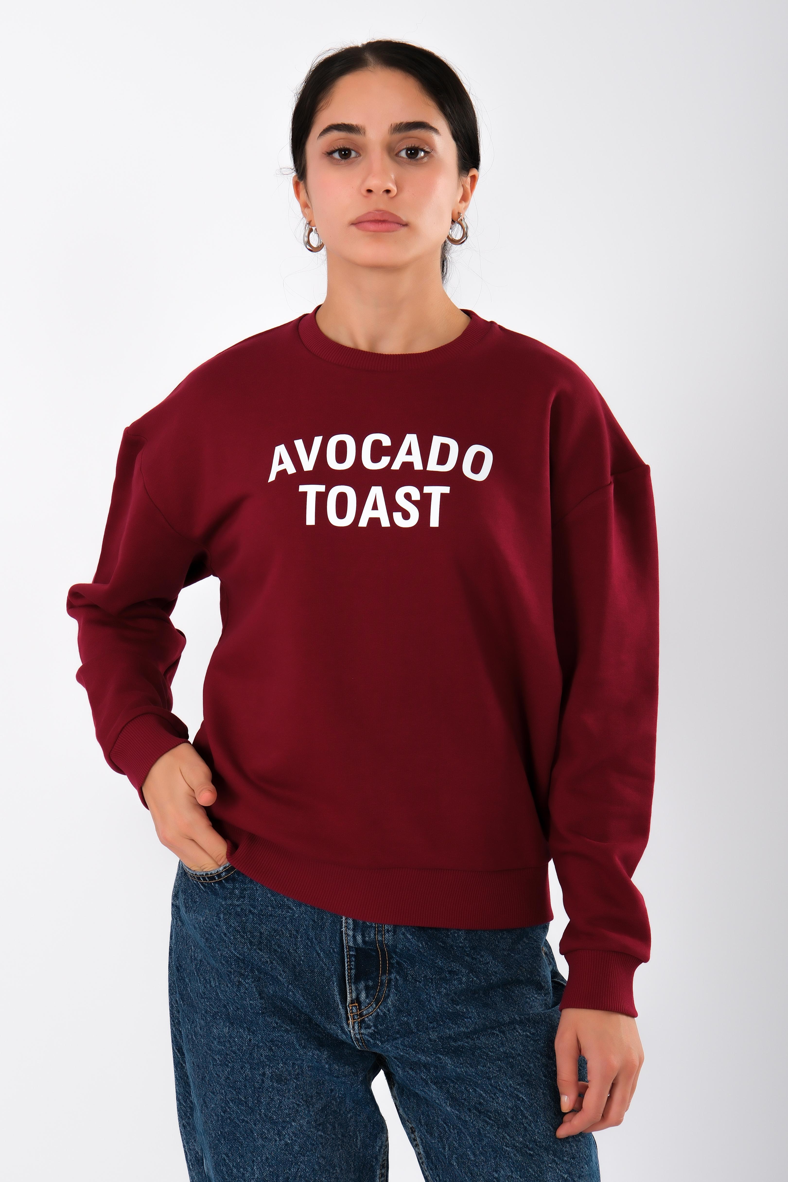 Avocado Toast Relaxed Fit Sweatshirt Kadın - Bordo C504