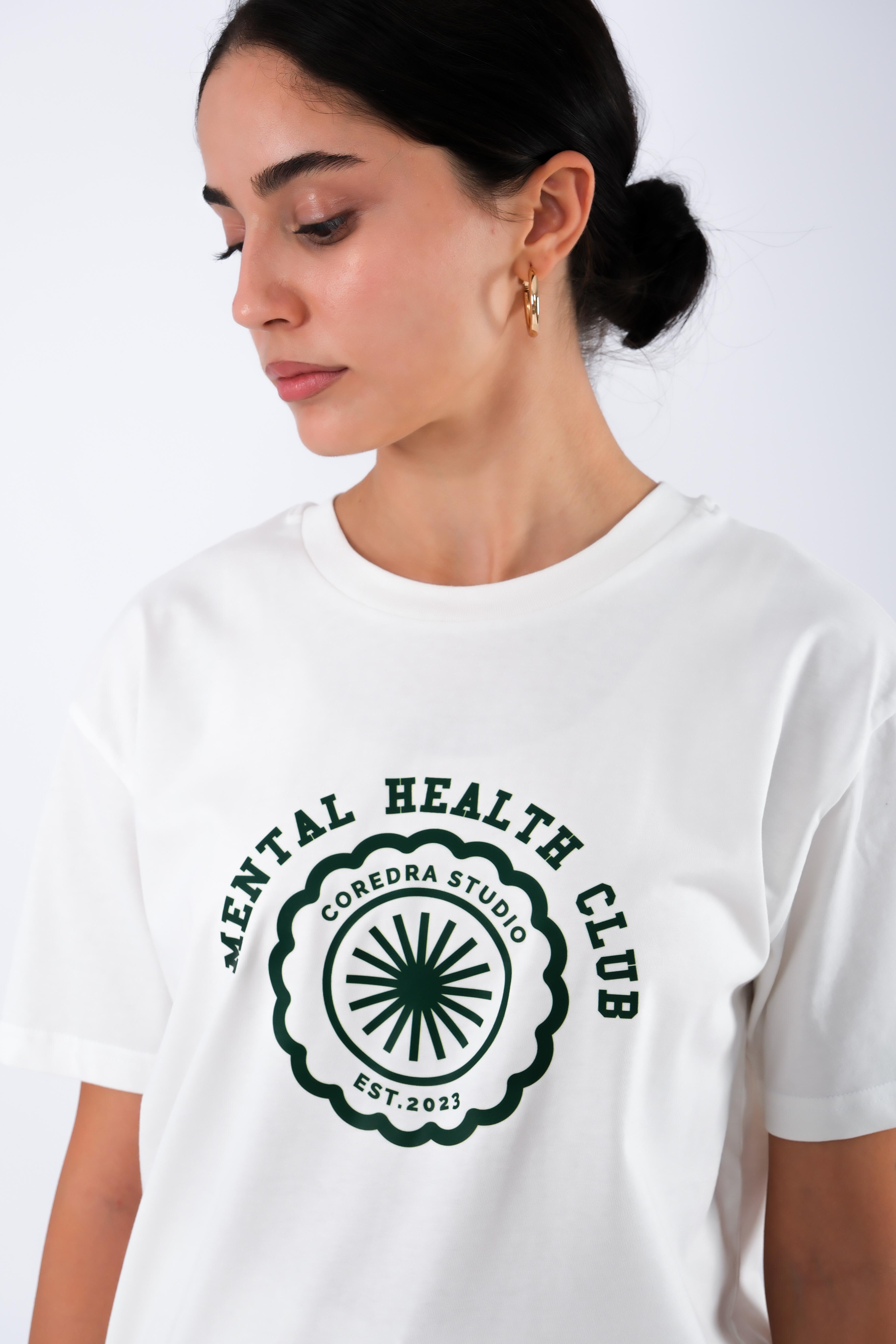 Mental Health Club Relaxed Fit Kadın T-Shirt - Ekru C501