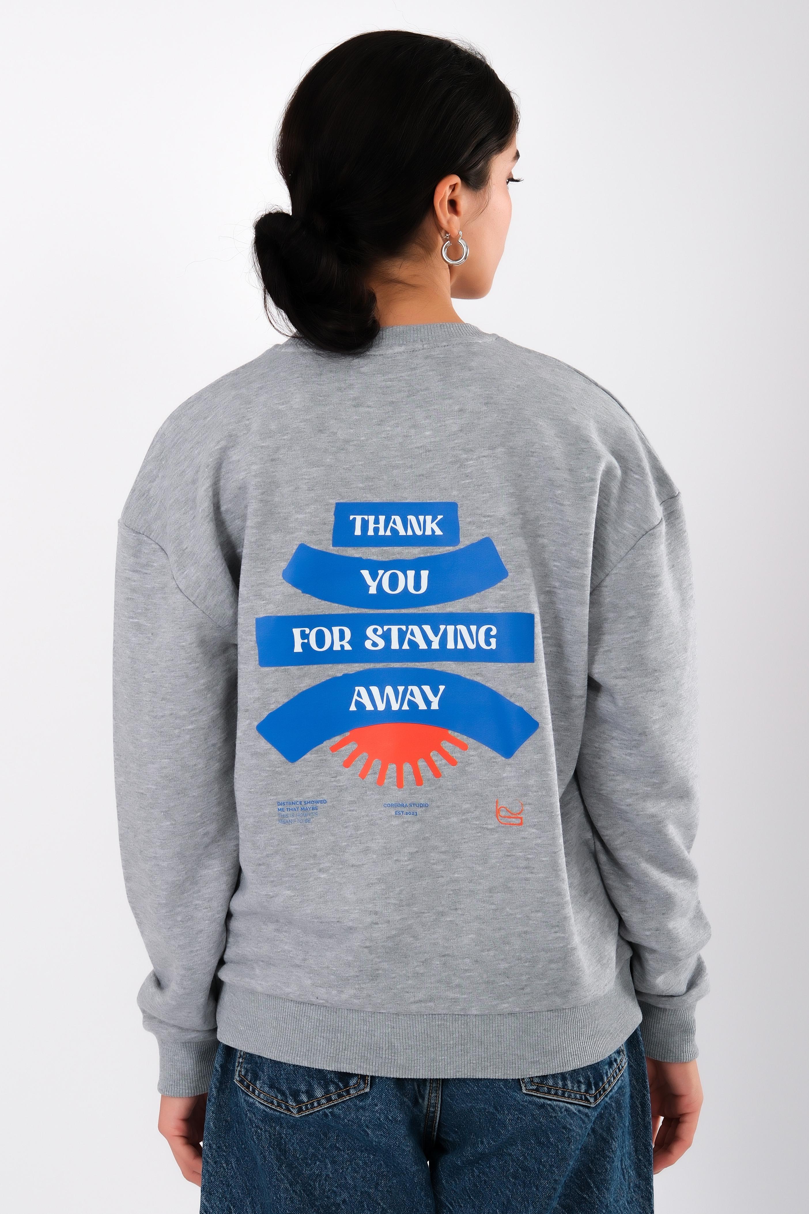 Thank You Relaxed Fit Sweatshirt Kadın - Gri C504