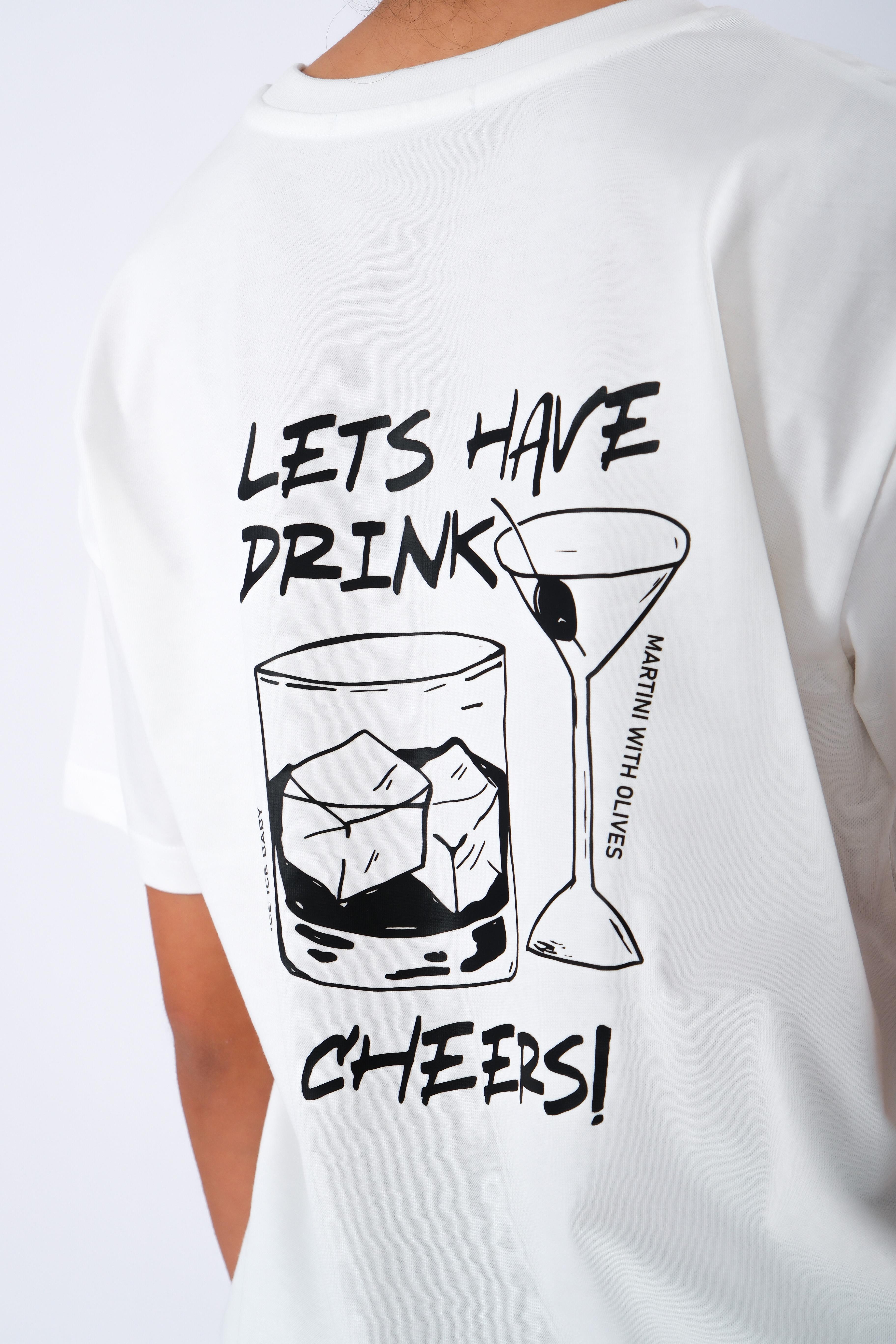 Cheers Relaxed Fit Kadın T-Shirt Ekru C501