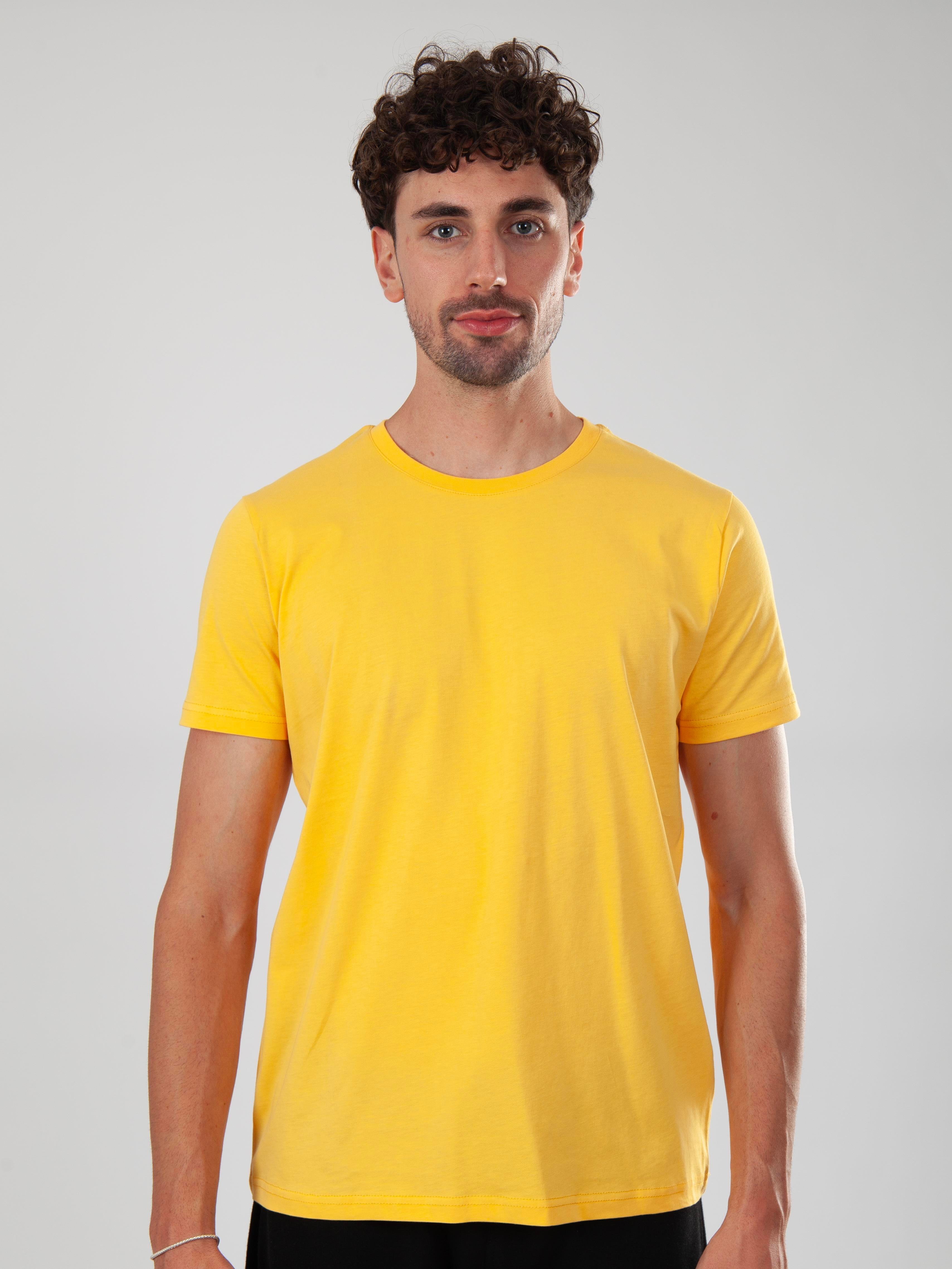 Basic Regular T-Shirt Erkek - Sarı C102