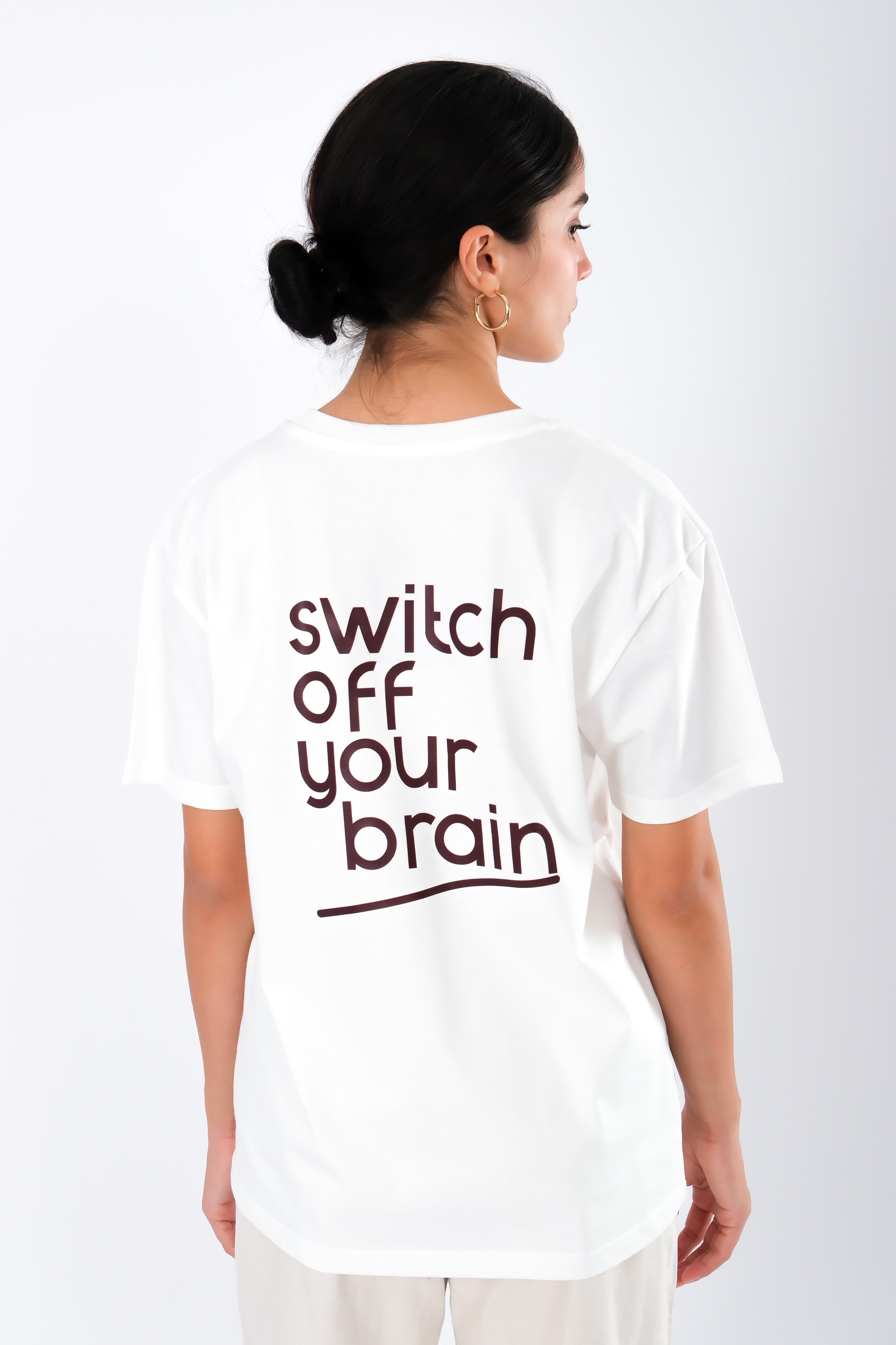 Switch Off Relaxed Fit Kadın T-Shirt - Ekru C501