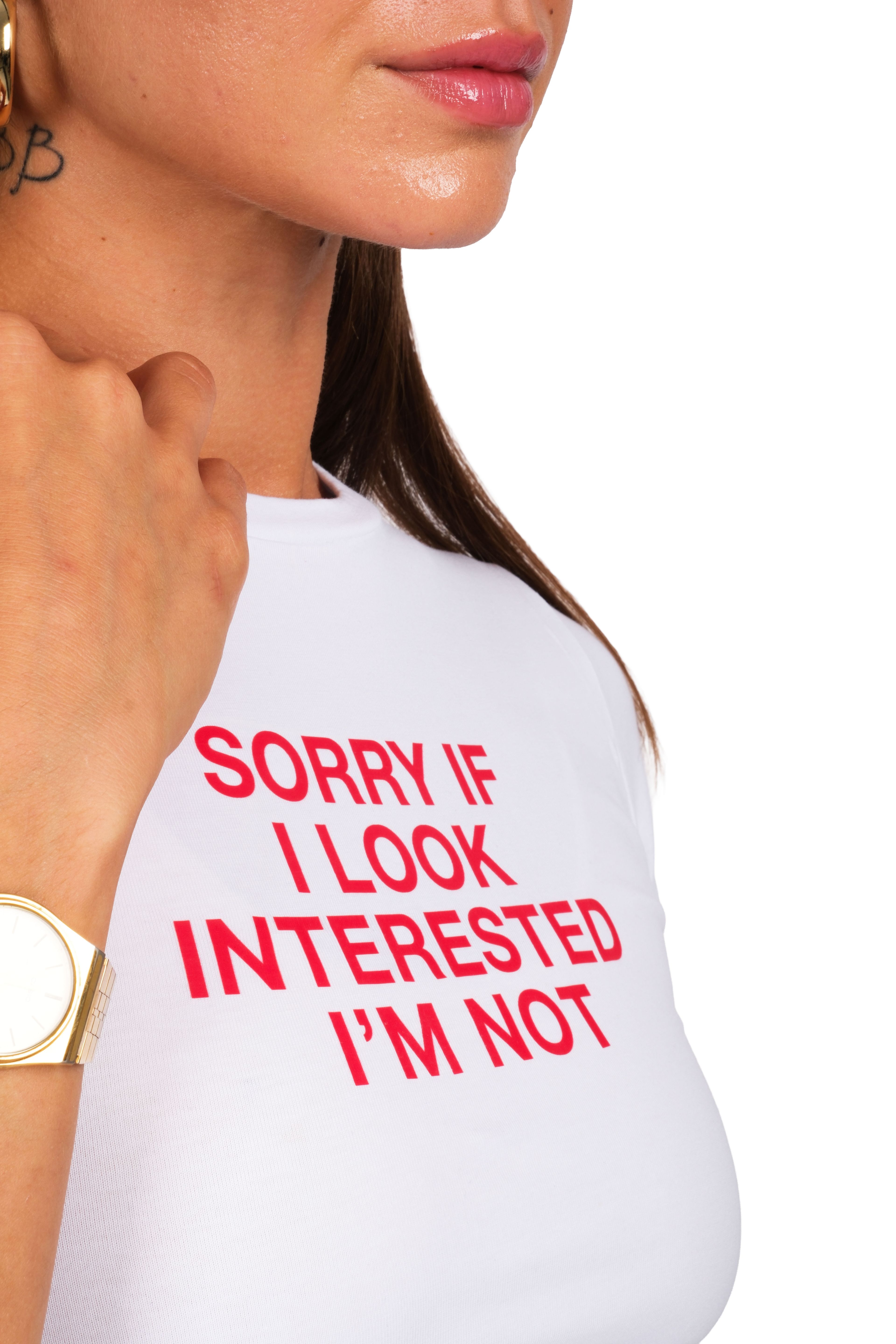 Sorry Baby Tee Kadın - Beyaz C523