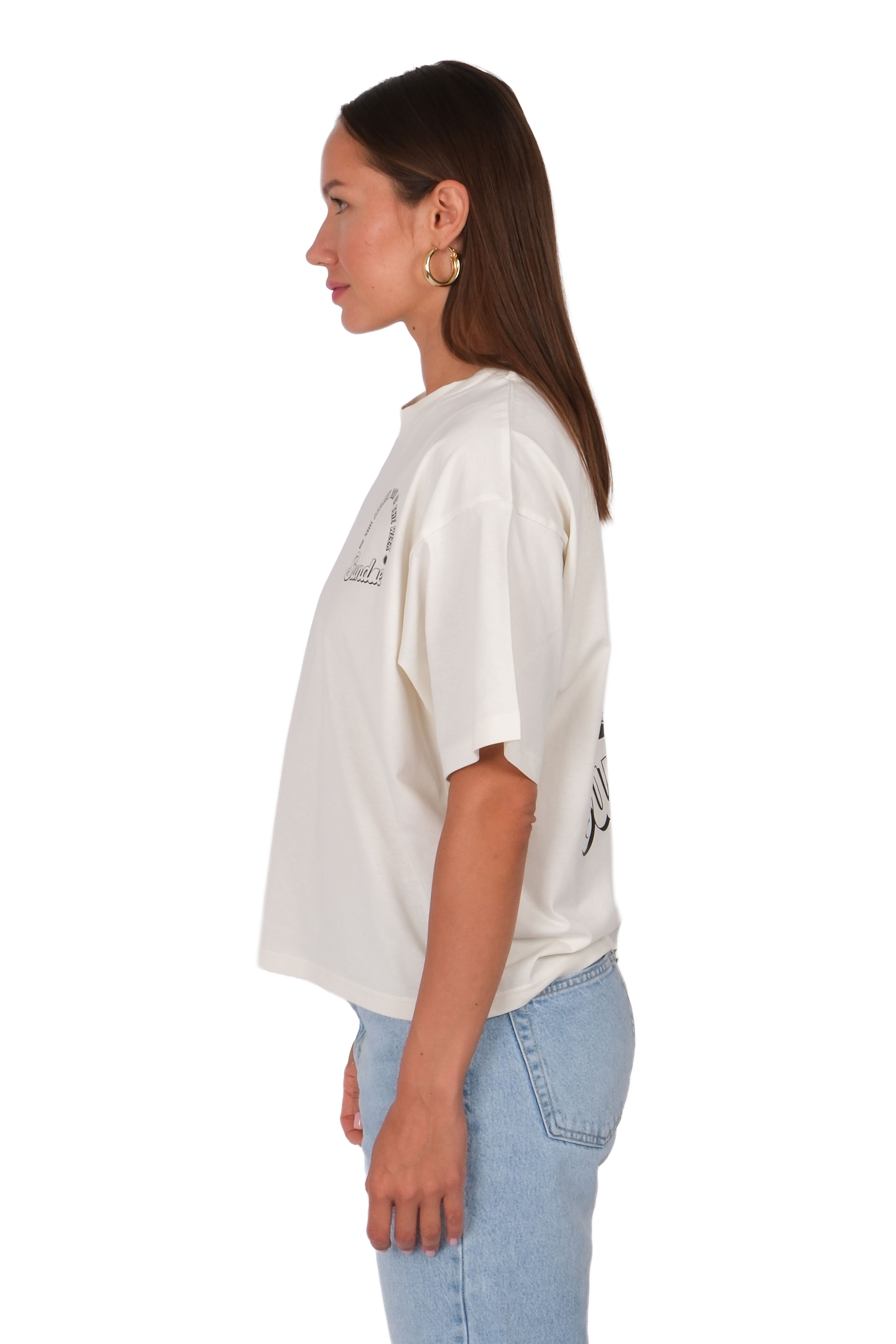 Sundea Boxed Fit Kadın T-Shirt Ekru C590