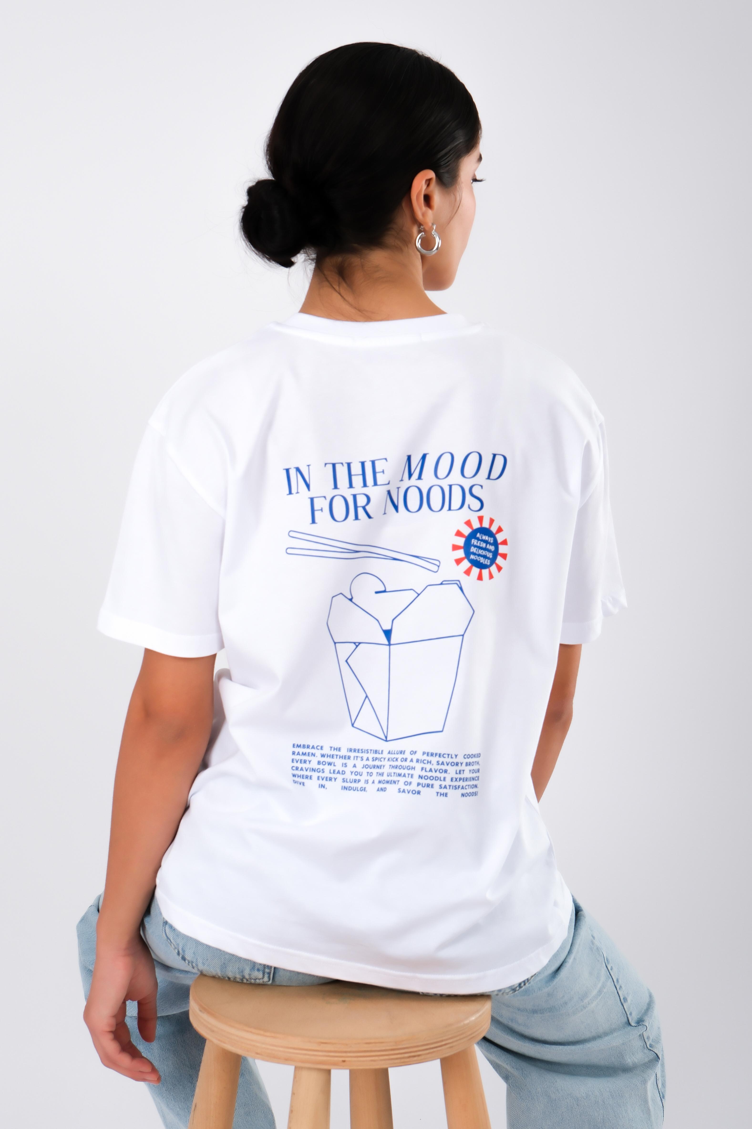 In The Mood For The Noods Relaxed Fit Kadın T-Shirt Beyaz C501