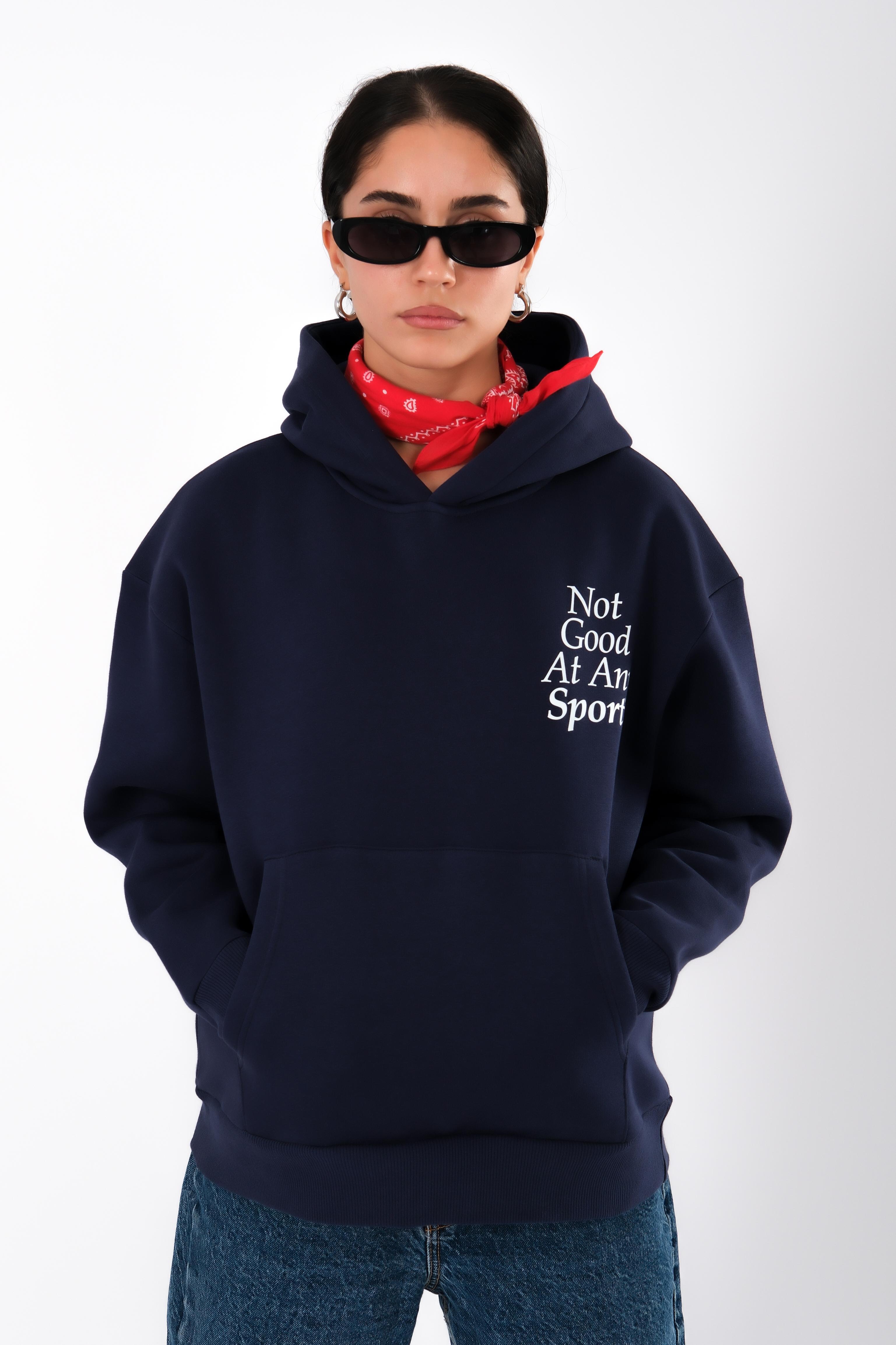 Any Sports Relaxed Fit Hoodie Kadın - Lacivert C503