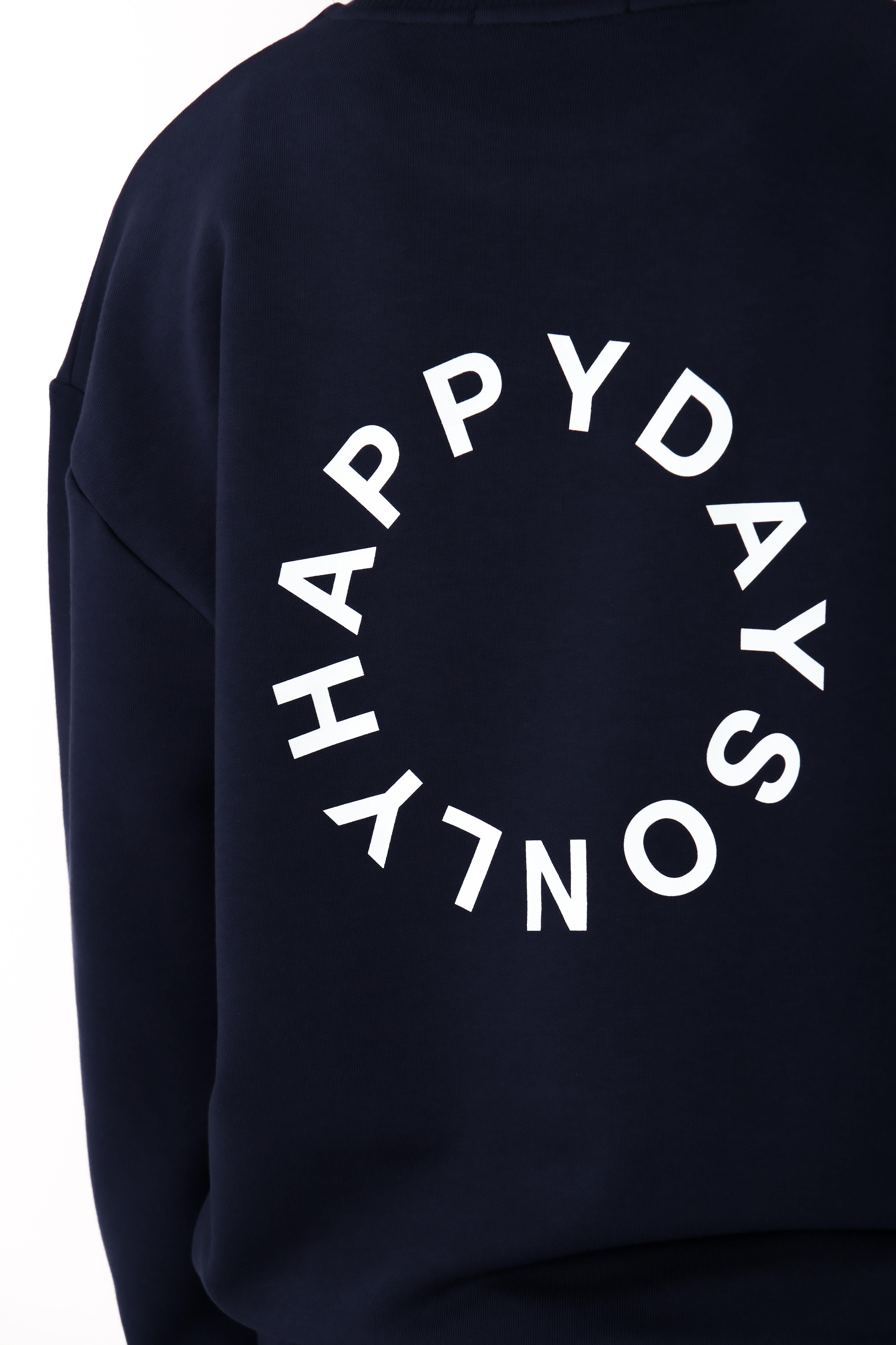 Happy Days Relaxed Fit Sweatshirt Kadın - Lacivert C504