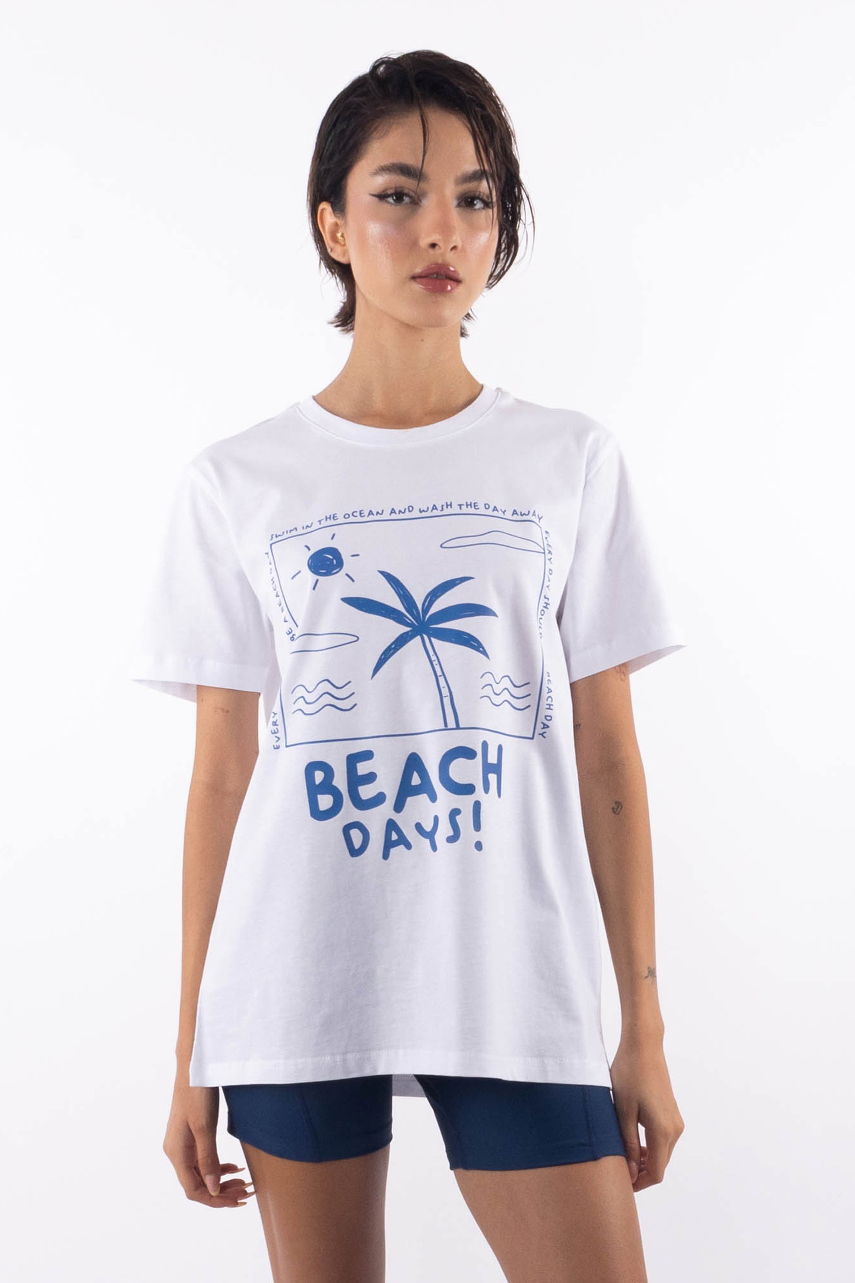 Beach Days Regular T-Shirt Kadın - Beyaz C102