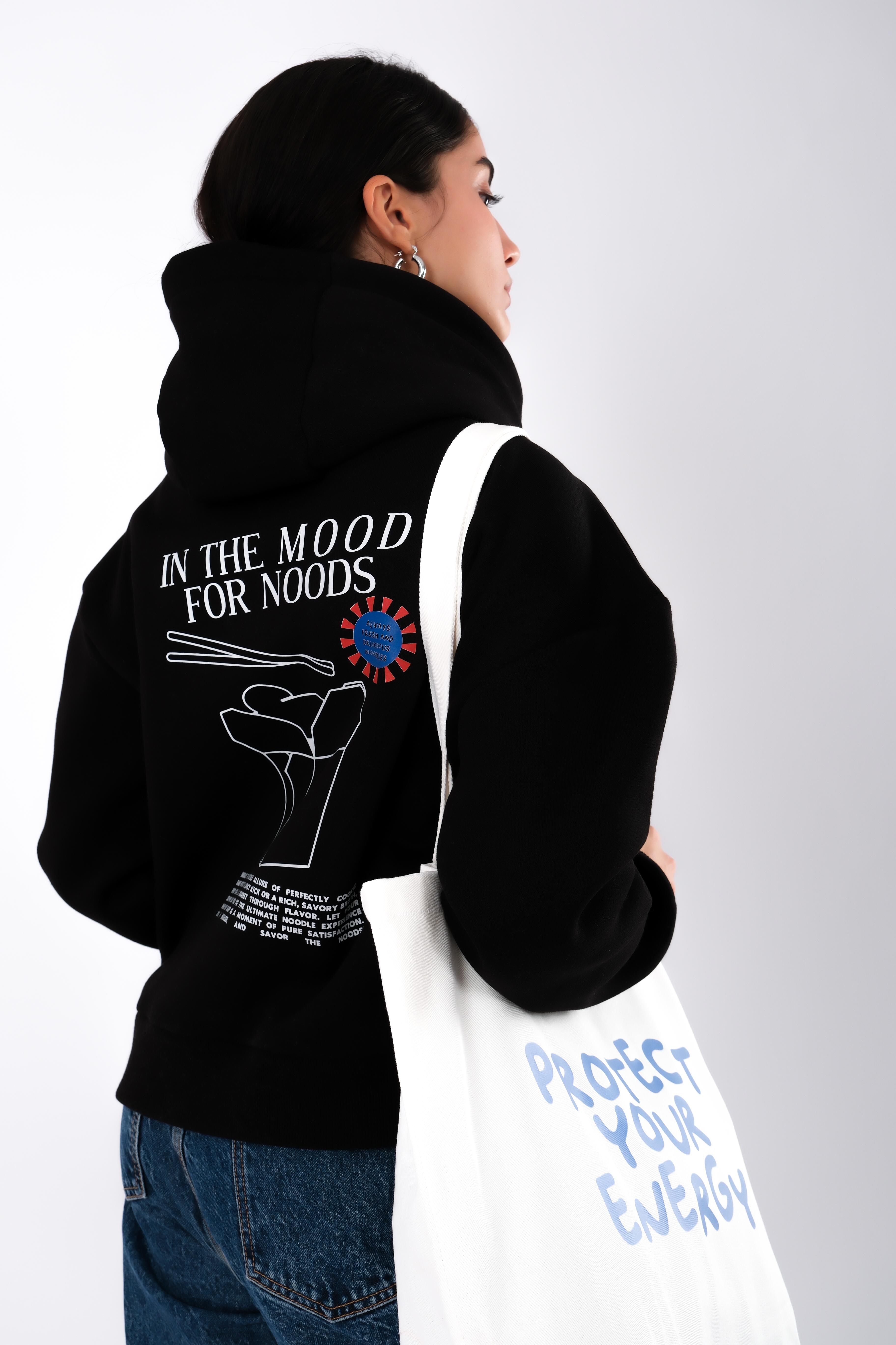 In The Mood For The Noods Relaxed Fit Hoodie Kadın - Siyah C503