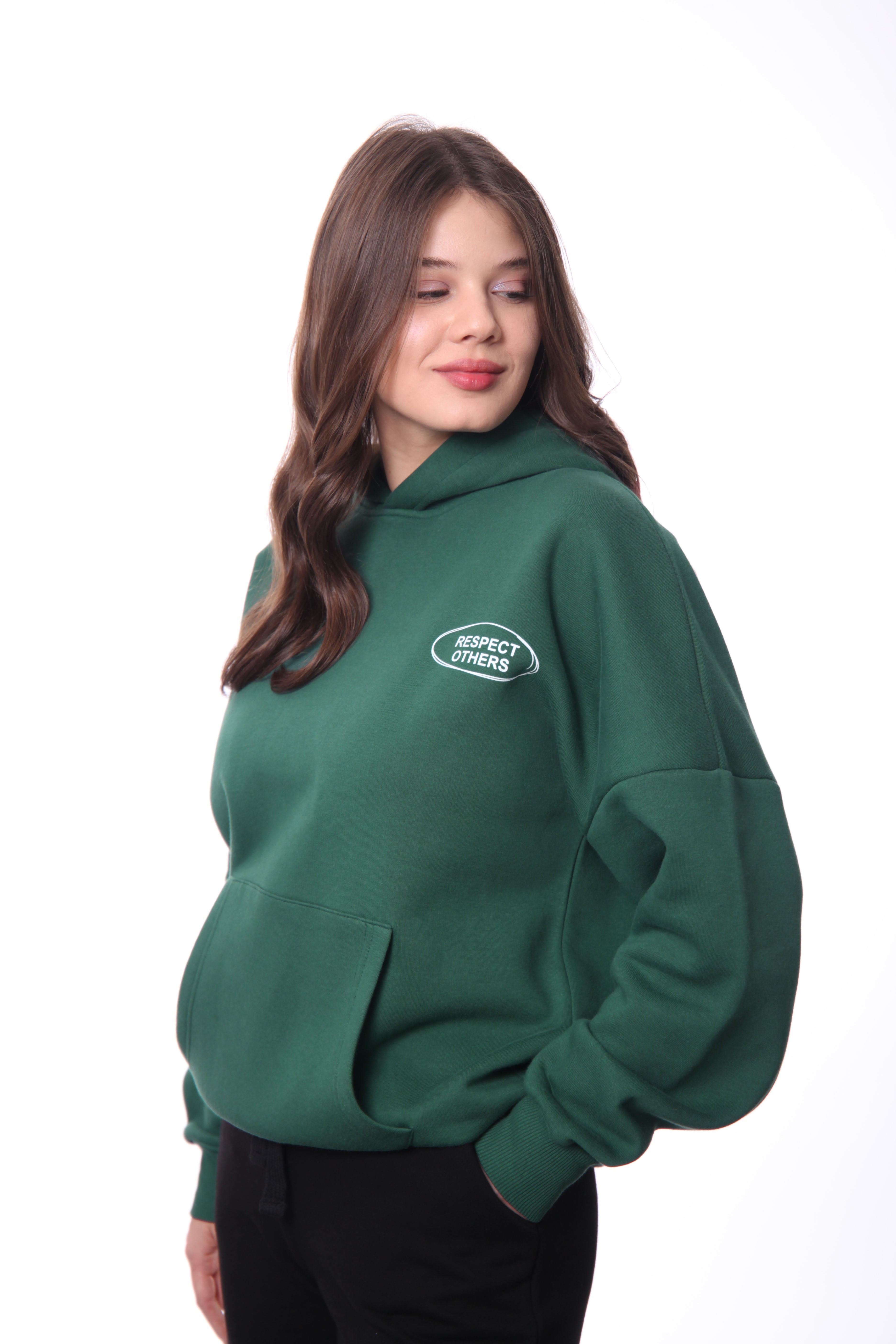 People Oversize Hoodie Kadın - Yeşil