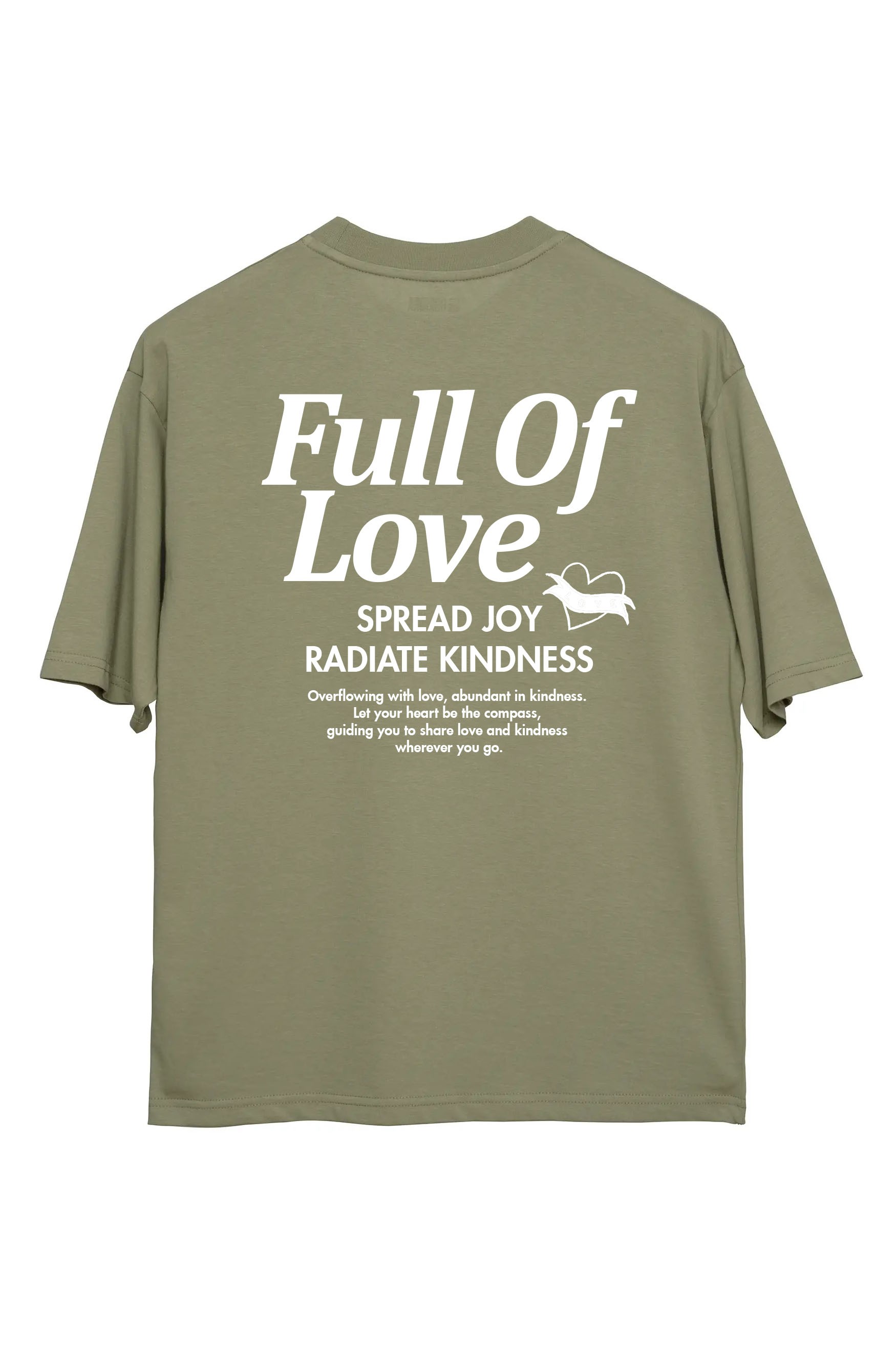 Full Of Love Oversize T-Shirt Kadın - Haki