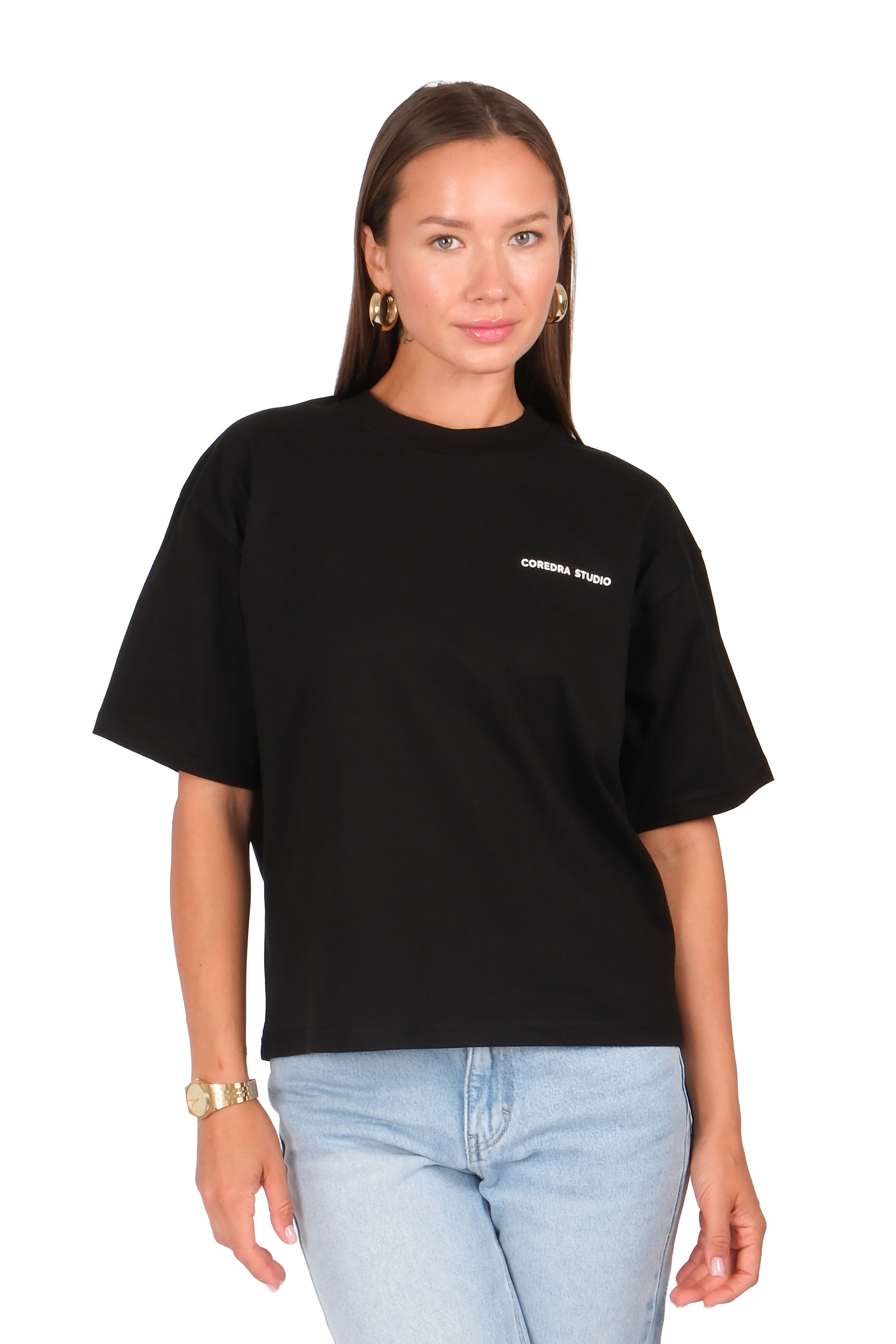 Kadın CRD Basic Boxed Fit T-Shirt - SİYAH
