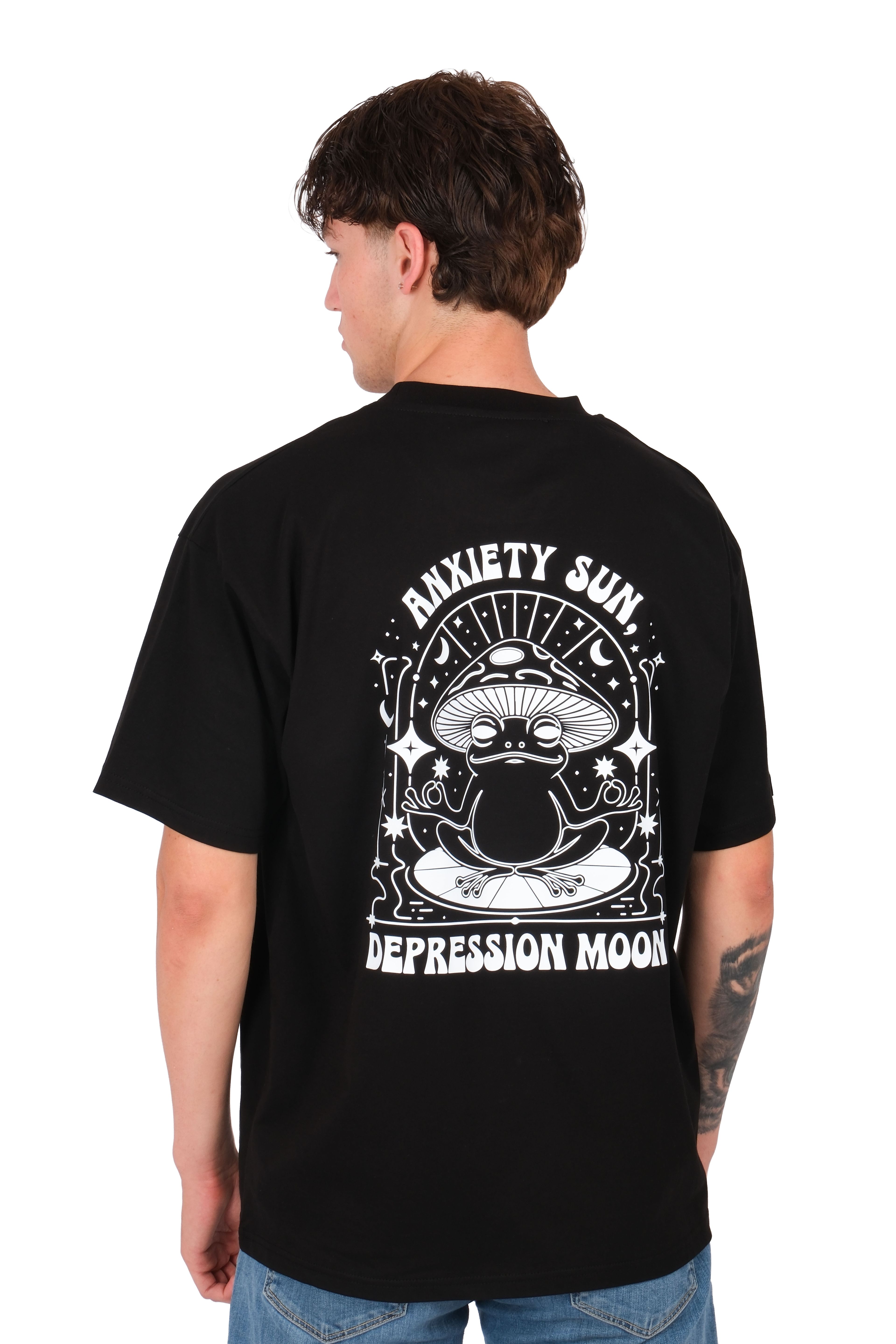 Anxiety Sun Oversize T-Shirt Erkek - Siyah C101