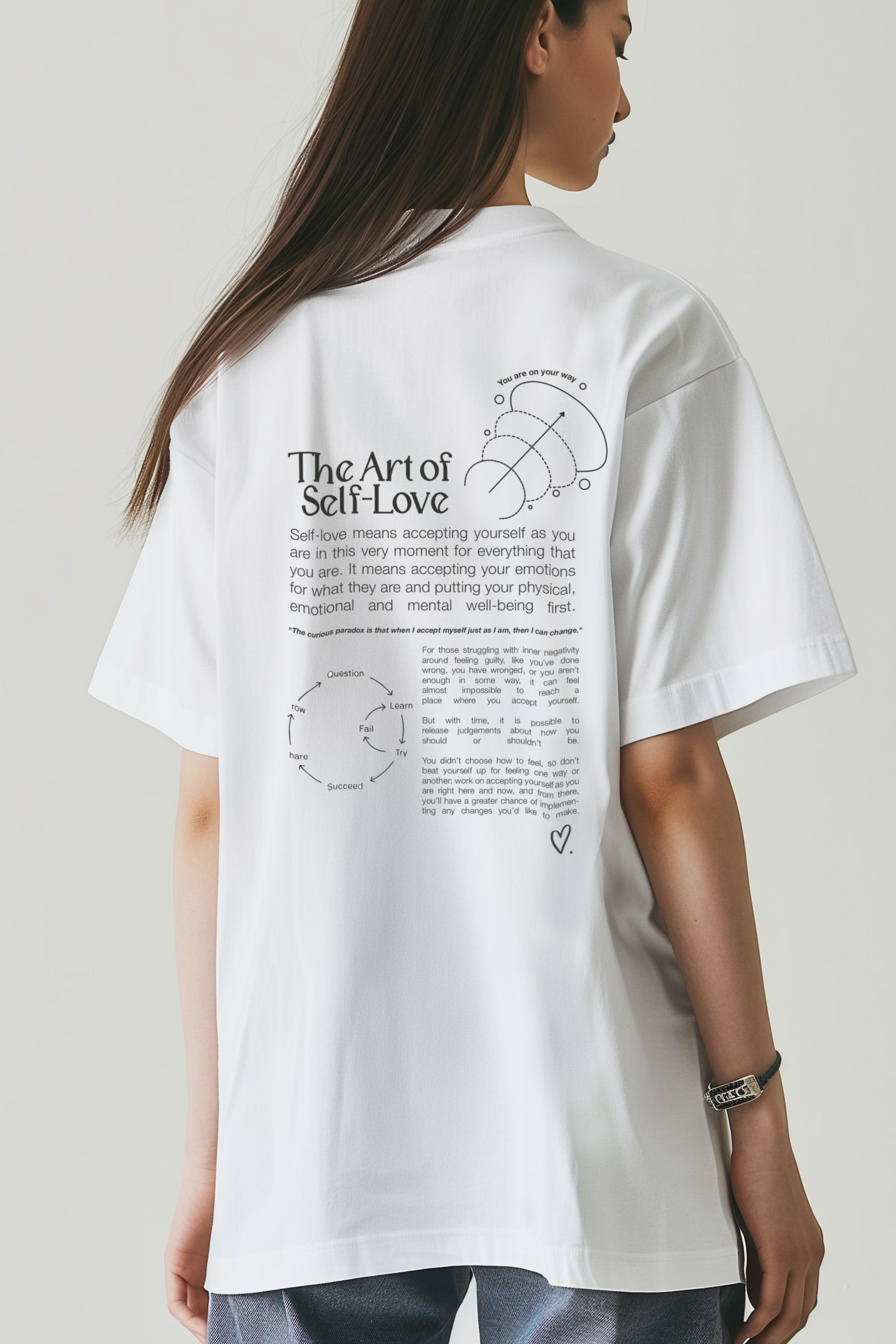 Self Love Oversize T-Shirt Kadın - Beyaz