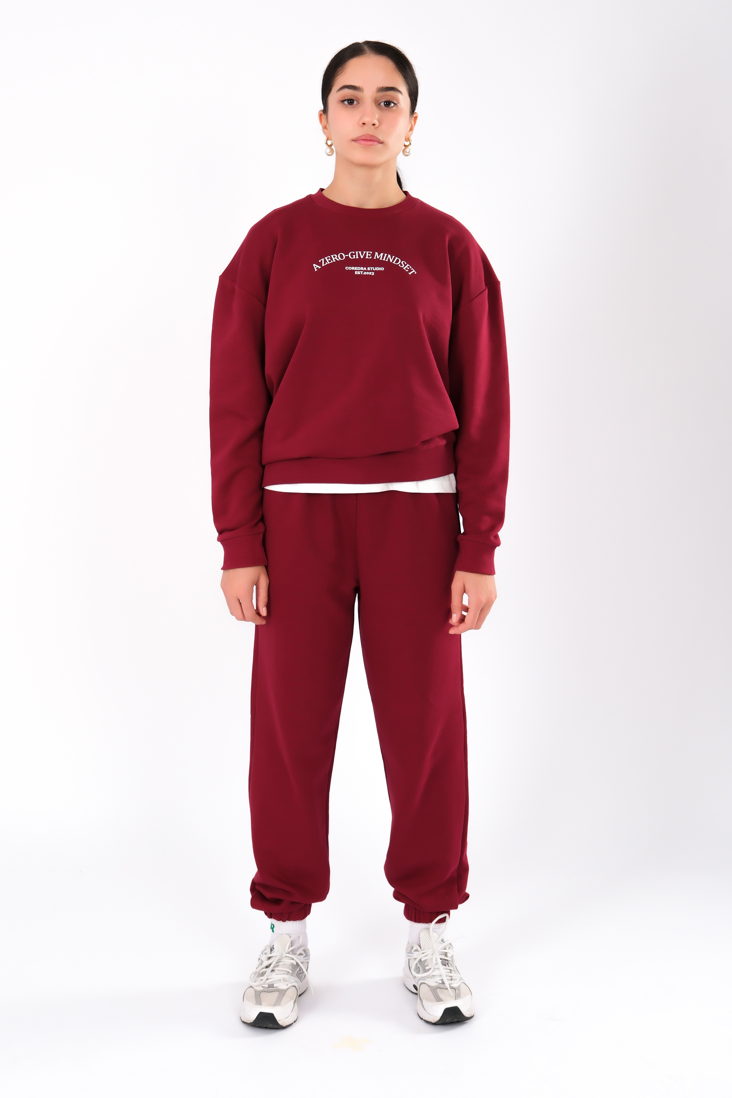 Zero Give Relaxed Fit Sweatshirt Kadın - Bordo C504