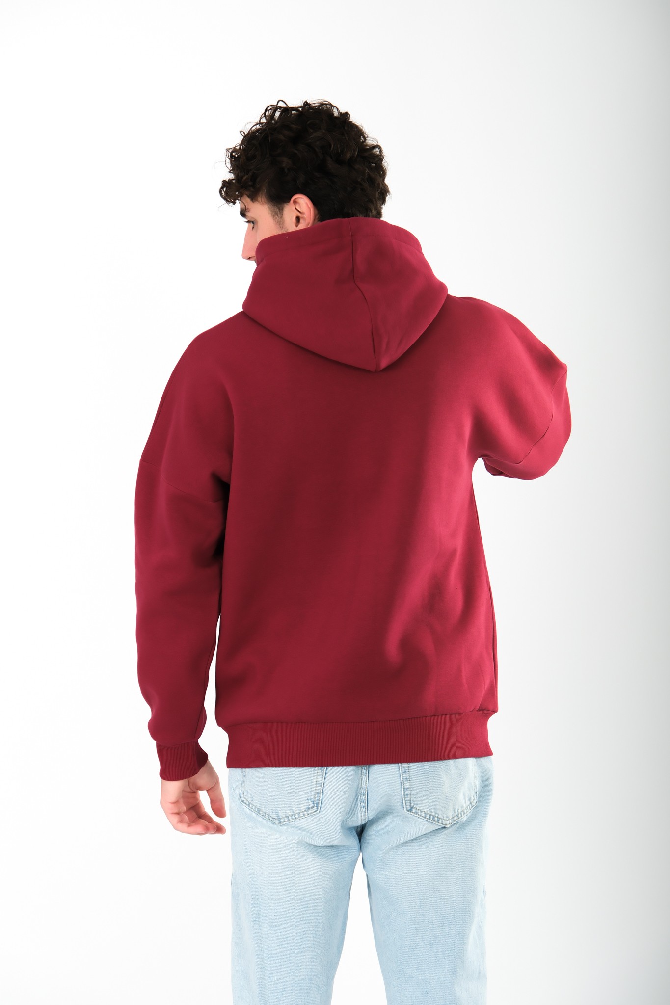 New York Mental Health Club Oversize Fit Hoodie Erkek - Bordo C107