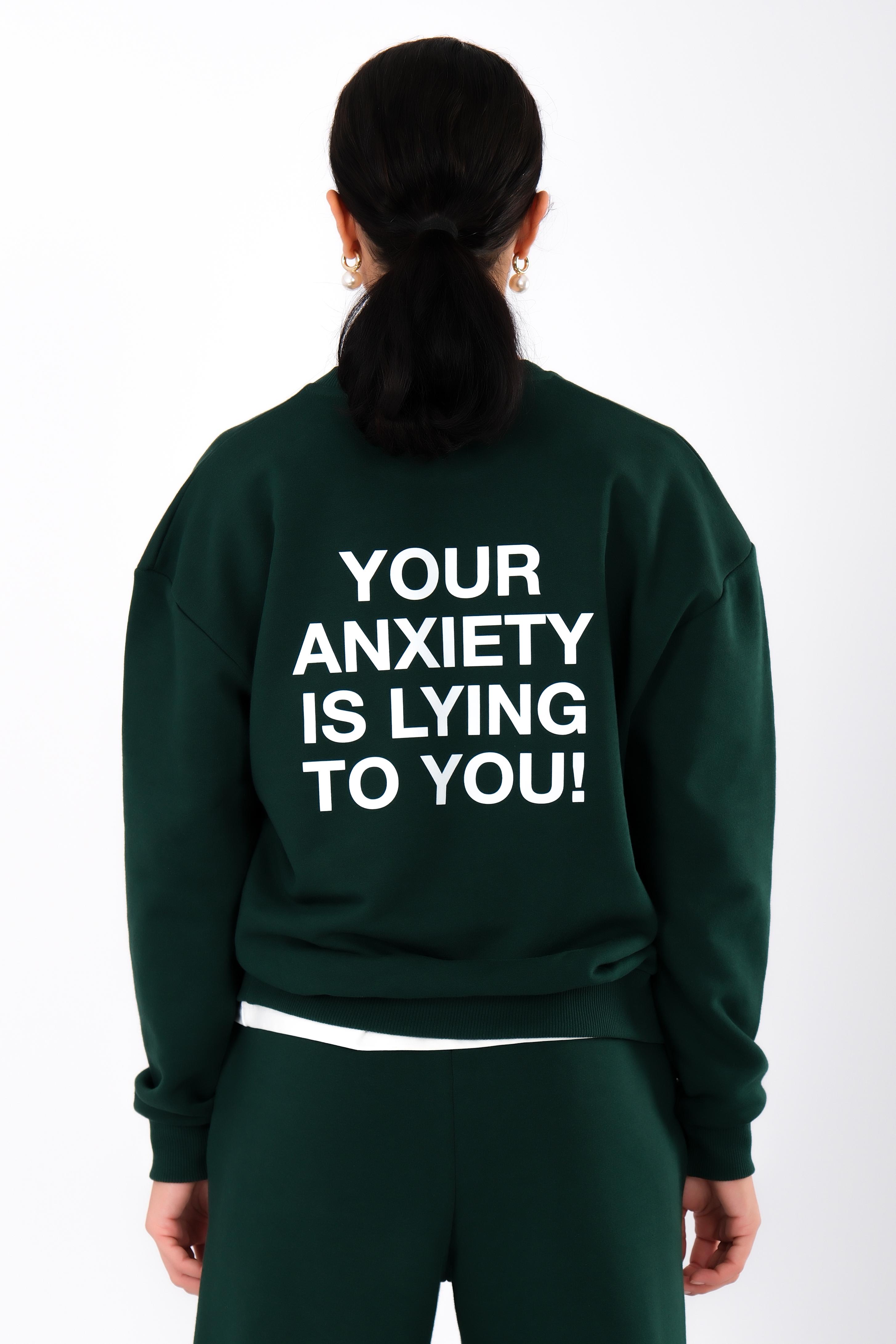 Anxiety Relaxed Fit Sweatshirt Kadın - Yeşil C504