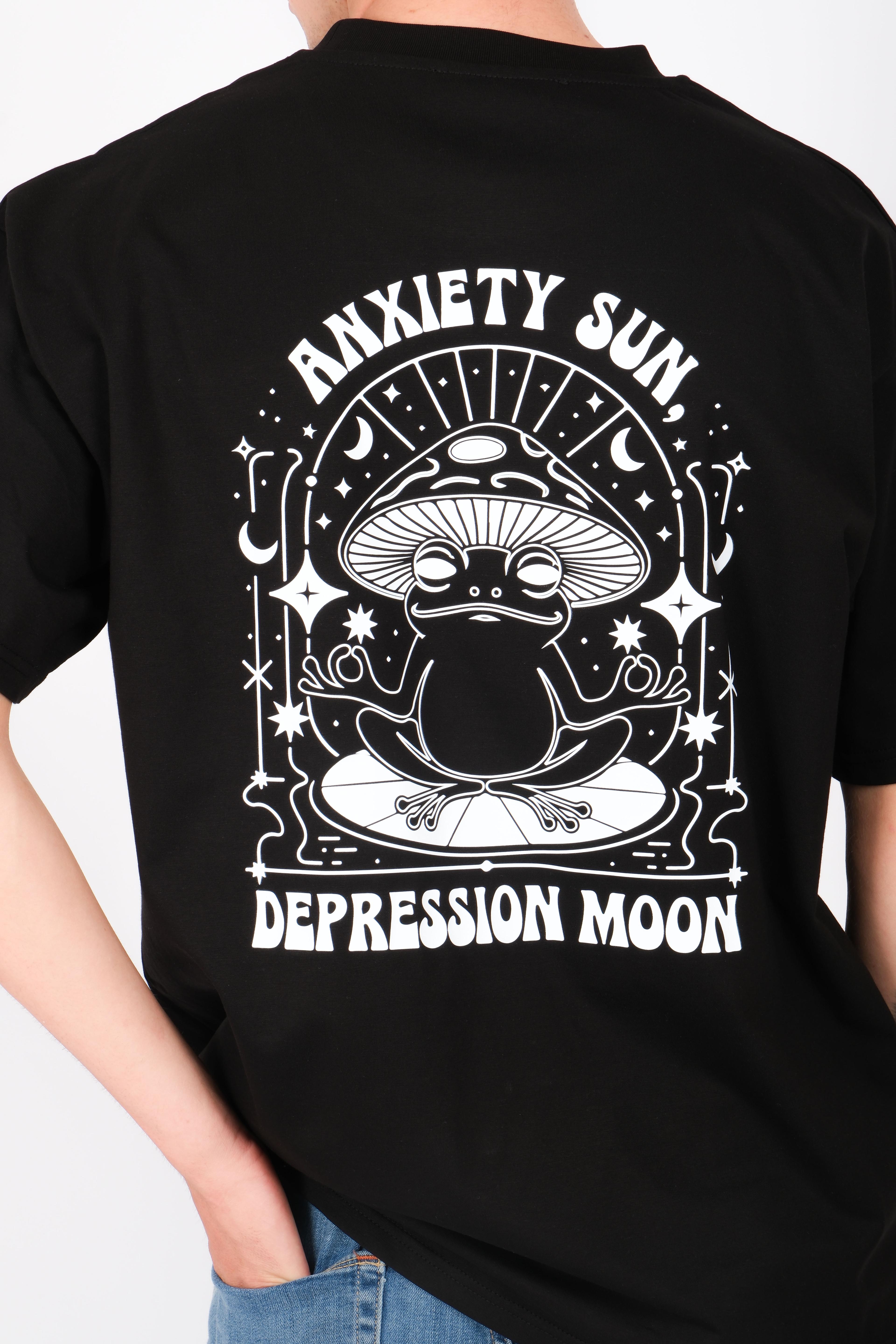 Anxiety Sun Oversize T-Shirt Erkek - Siyah C101