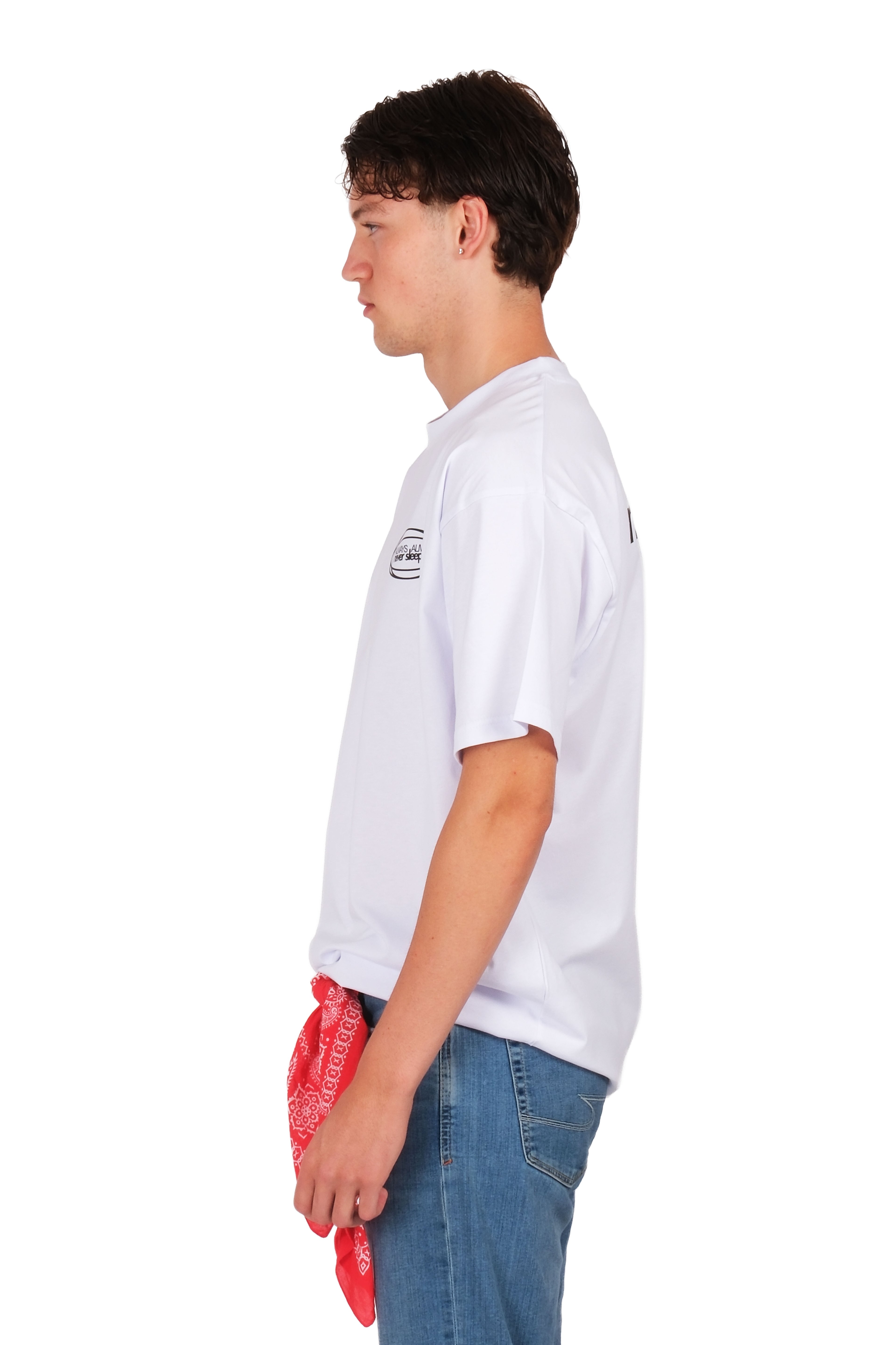 Never Sleeps Oversize T-Shirt Erkek - Beyaz C101