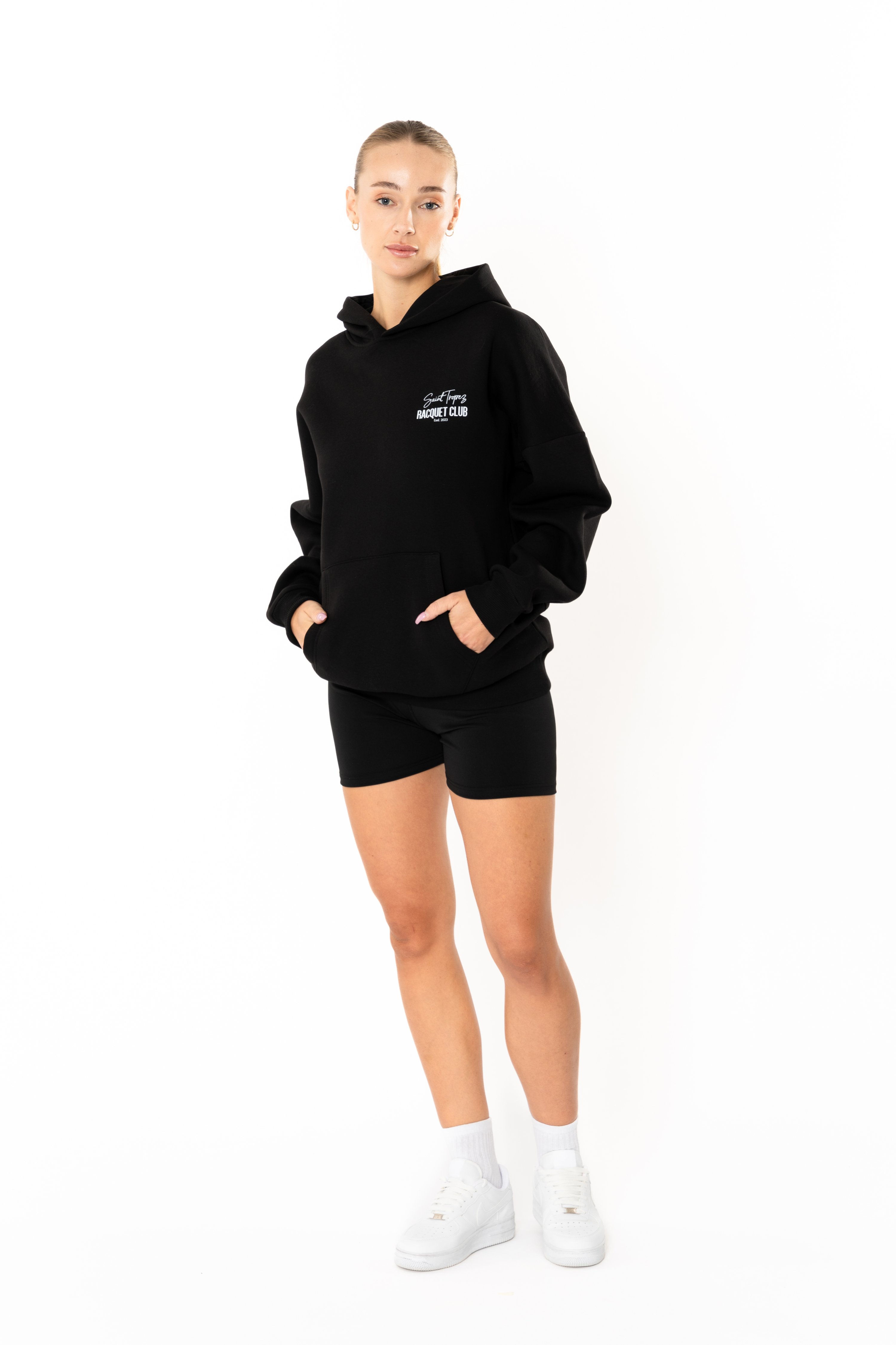 Racquet Lovers Oversize Hoodie Kadın - Siyah C107