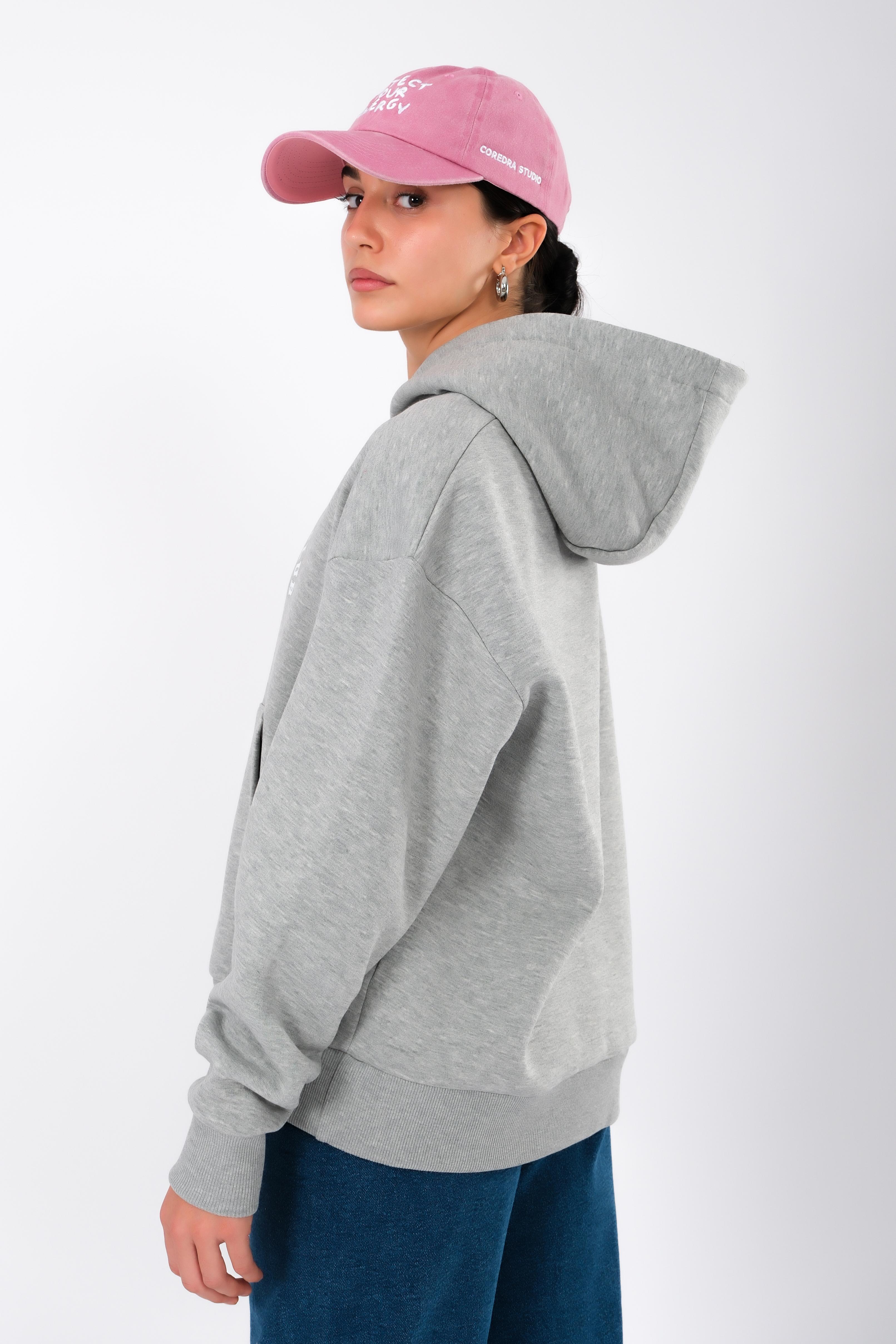 Mental Health Club Relaxed Fit Hoodie Kadın - Gri C503