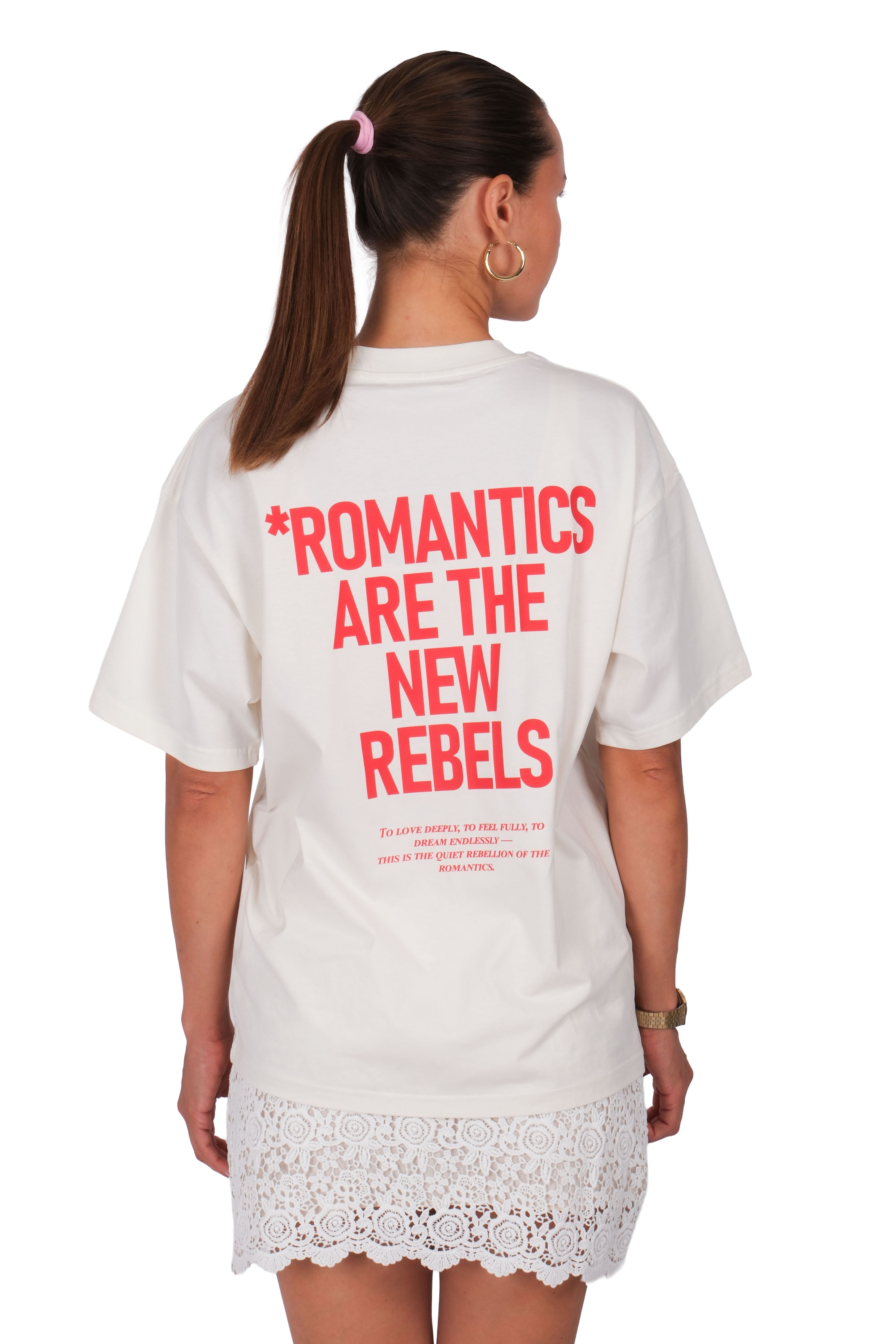 Romantics Oversize Fit T-Shirt Kadın - Ekru C101