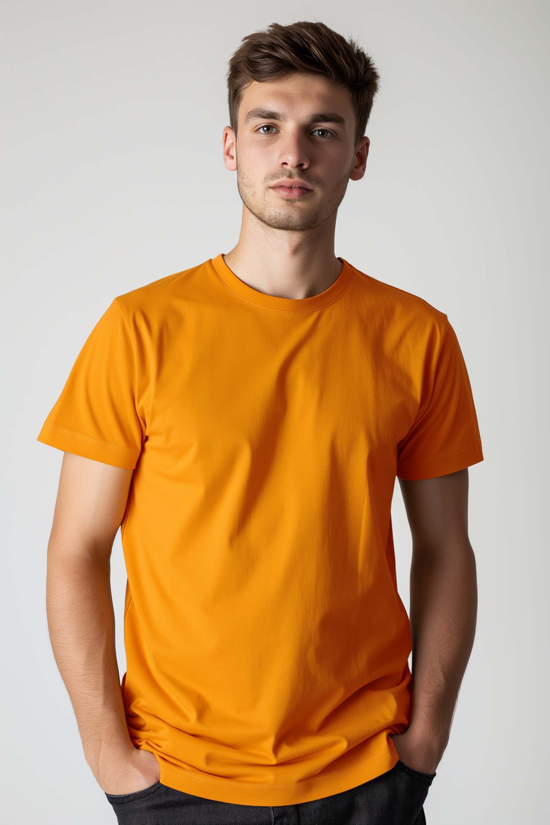 Basic Regular T-Shirt Erkek - Turuncu