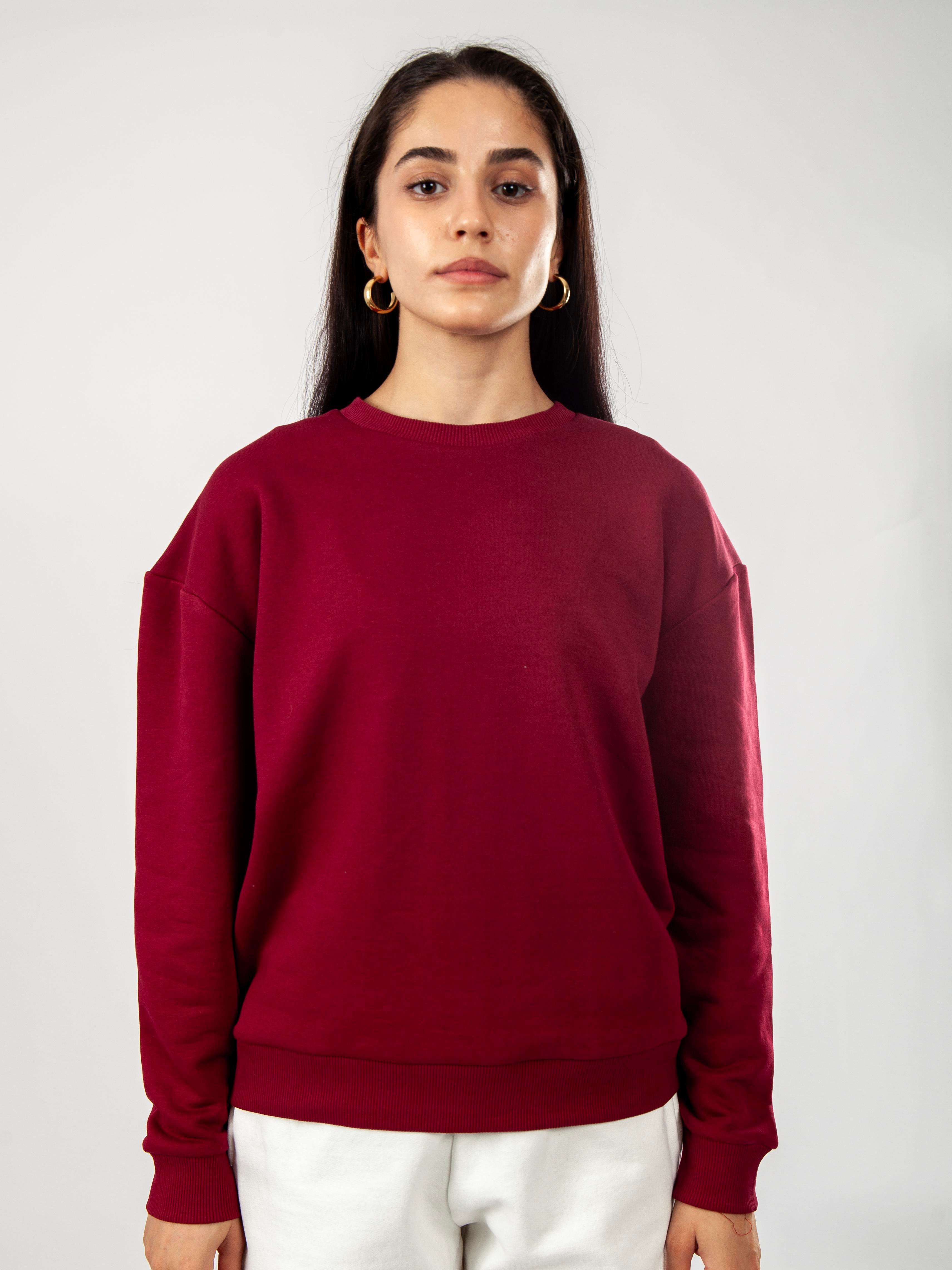 Basic Kadın Relaxed Fit Sweatshirt C504 - BORDO