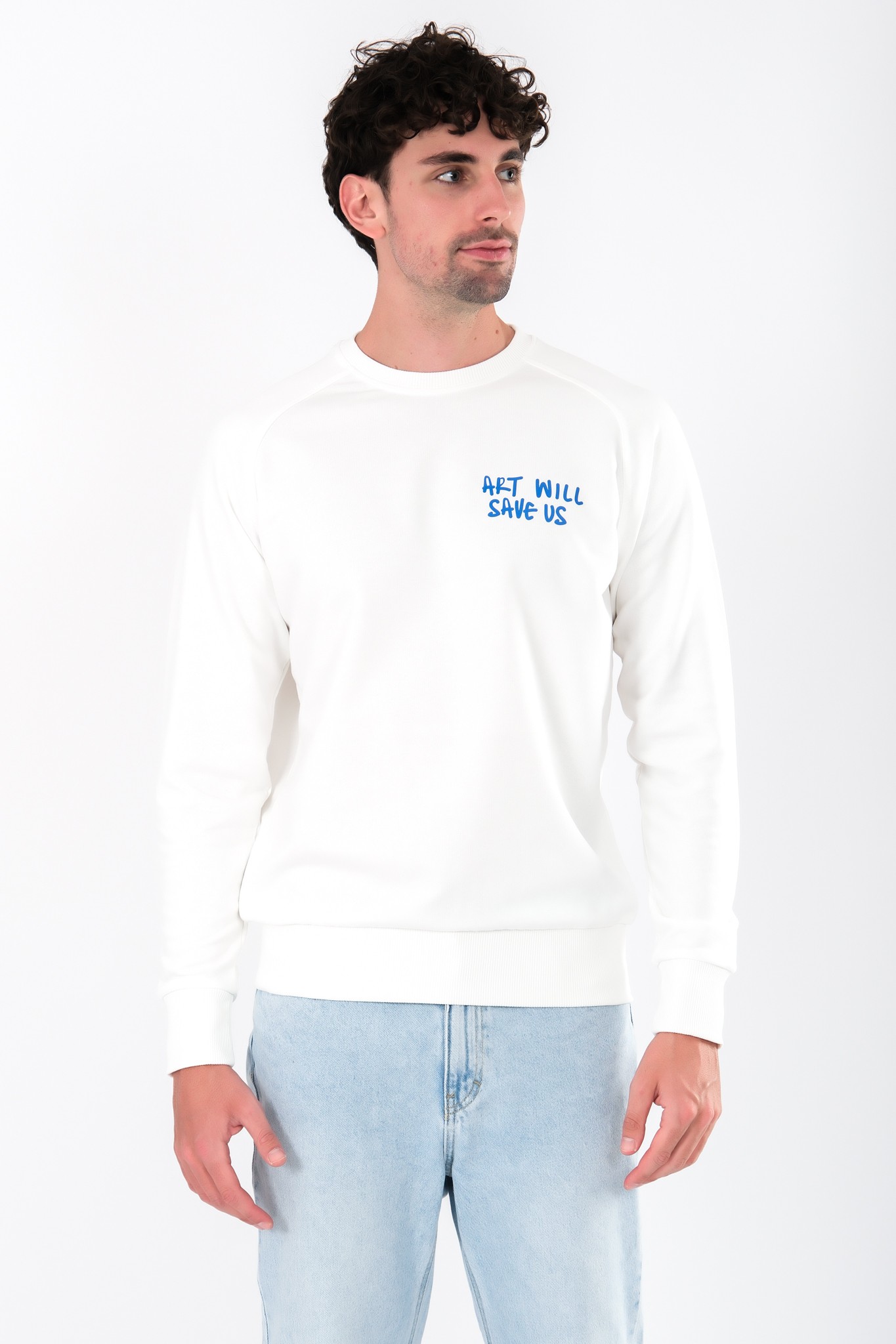 Art Will Save Us Regular Fit Sweatshirt Erkek - Ekru C105