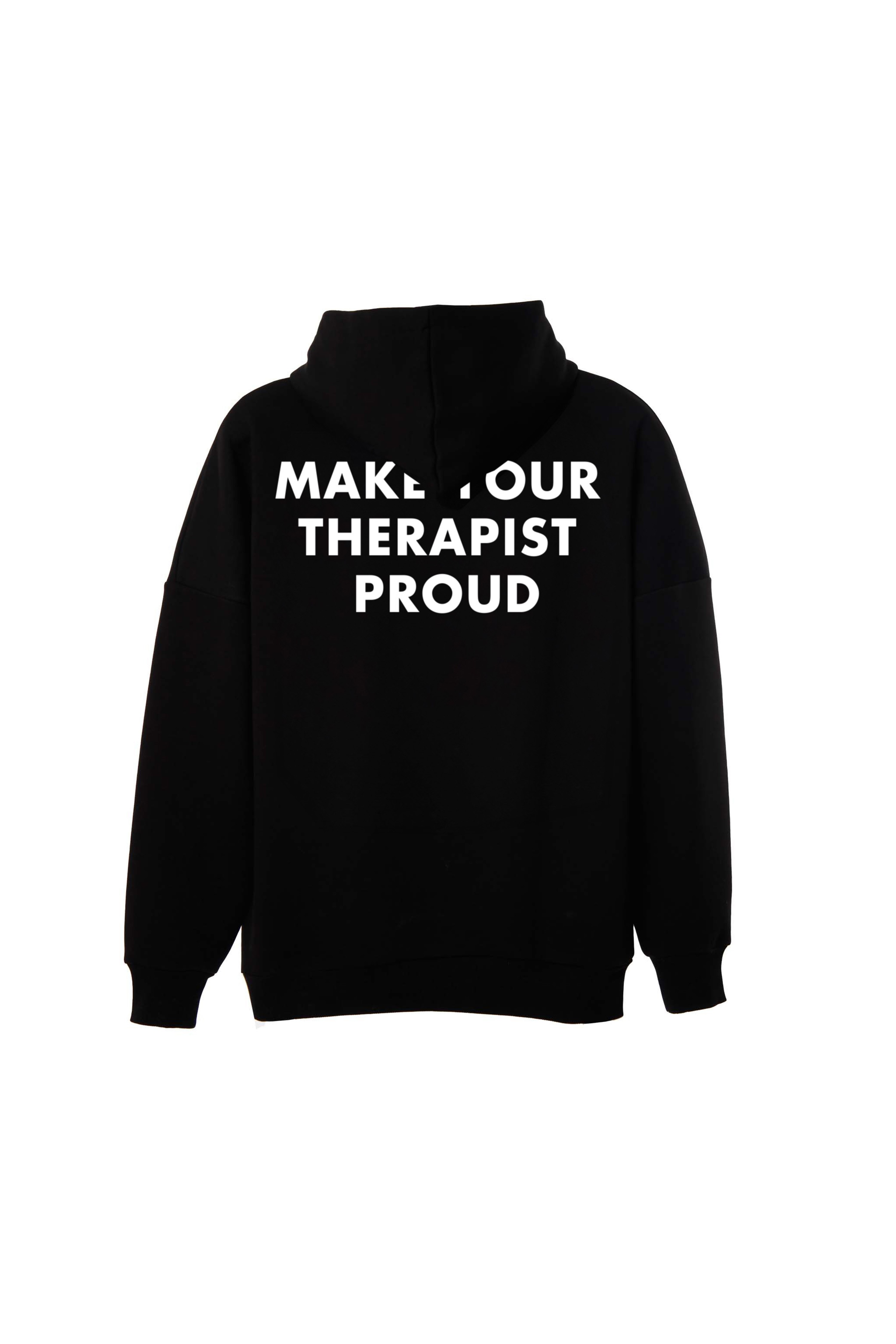 Therapist Oversize Hoodie Erkek - Siyah C107