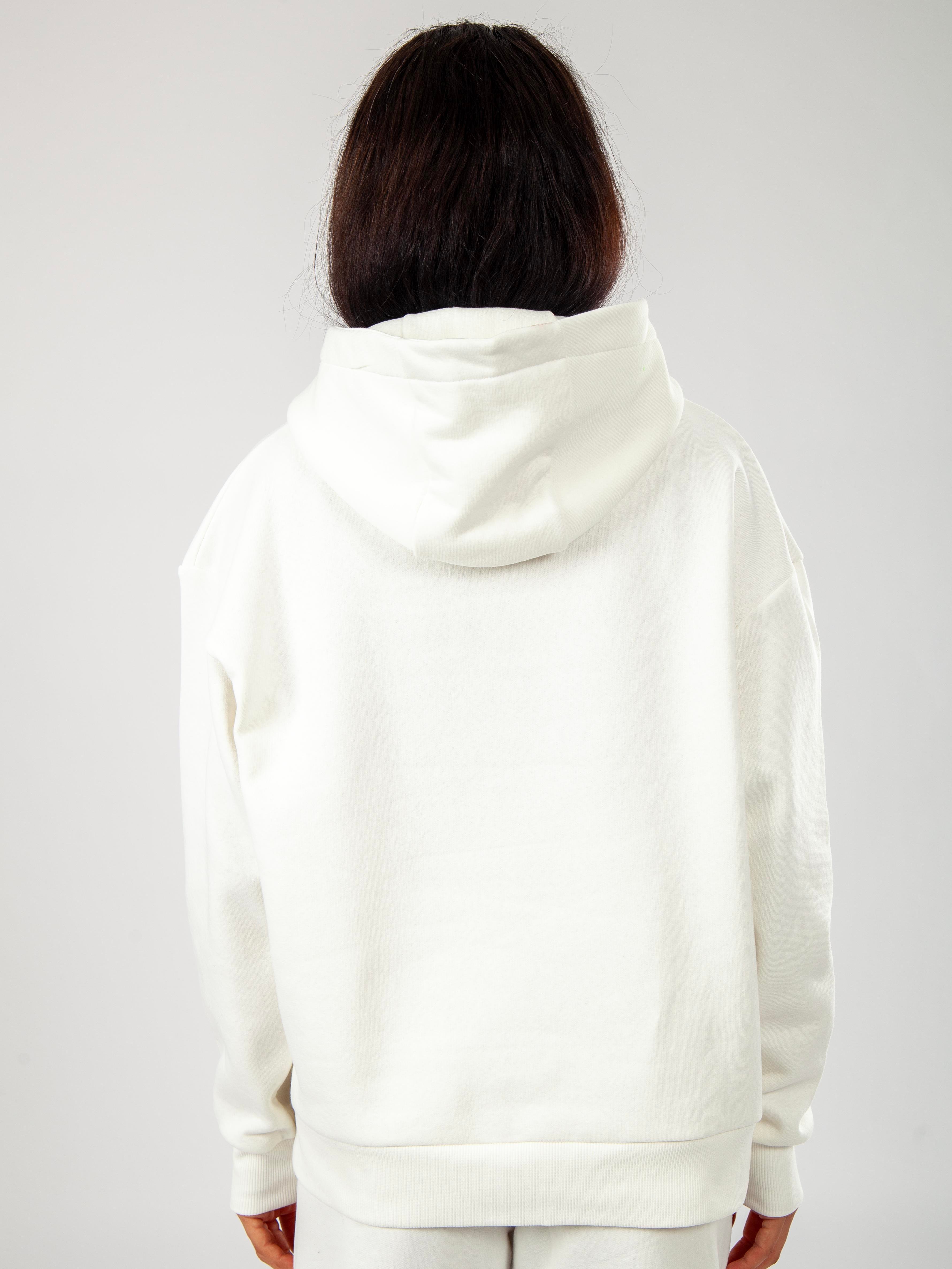 Basic Kadın Relaxed Fit Hoodie - Ekru C503