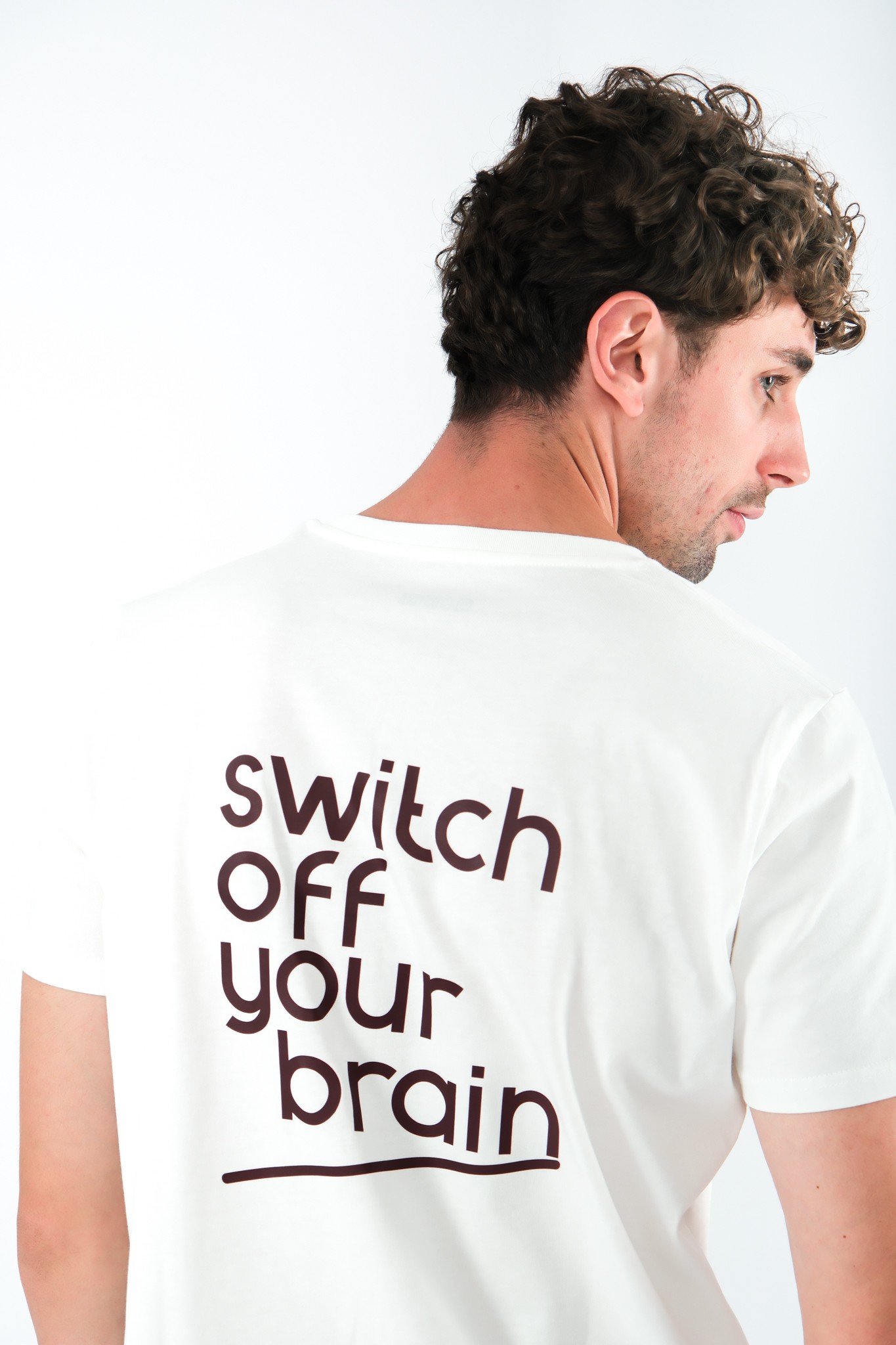 Switch Off Regular Fit T-Shirt Erkek -  Ekru C102