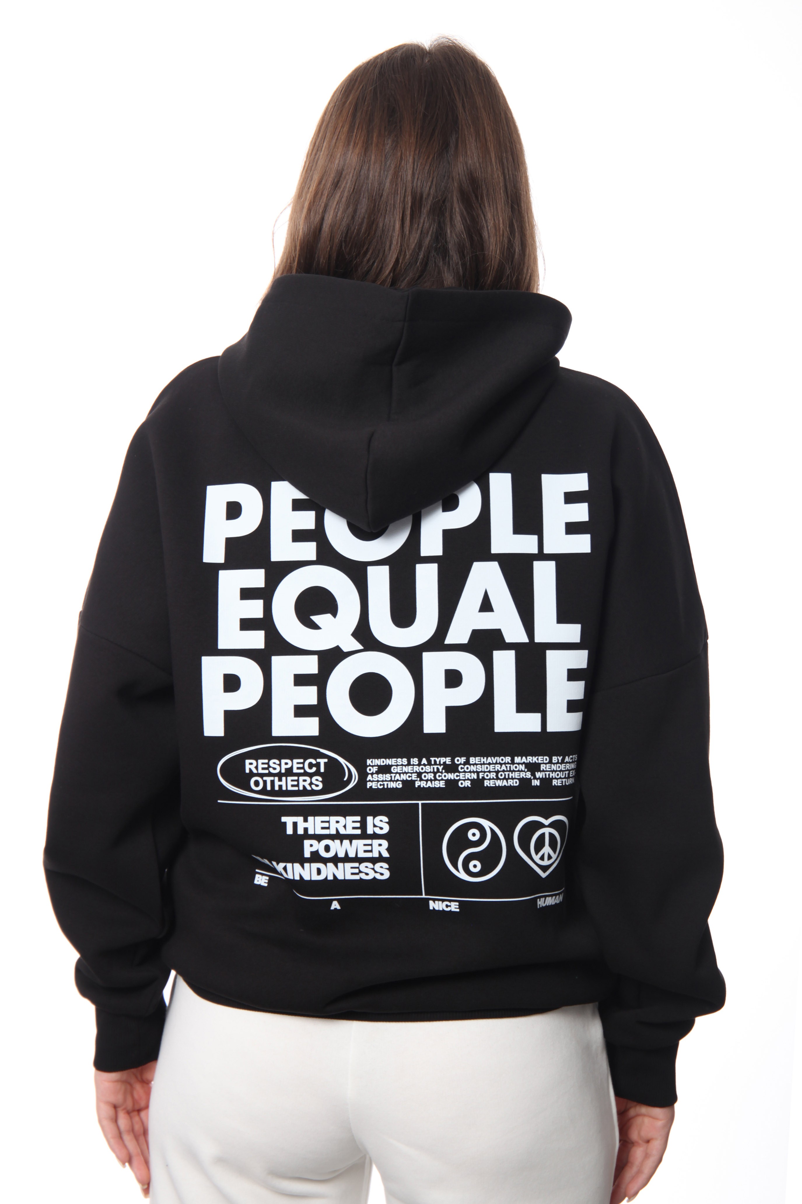 People Oversize Hoodie Kadın - Siyah C107