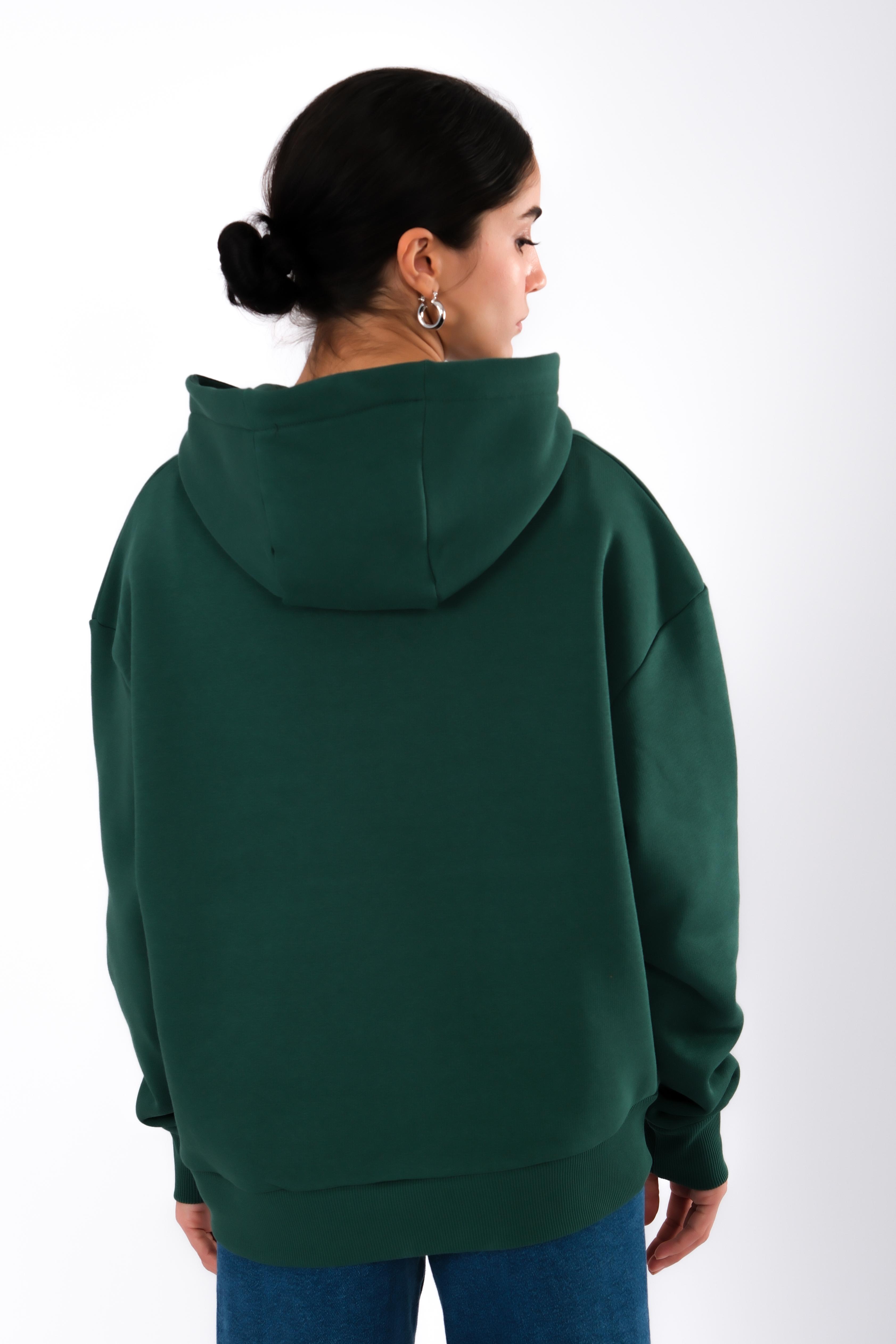 Mental Health Club Relaxed Fit Hoodie Kadın - Yeşil C503