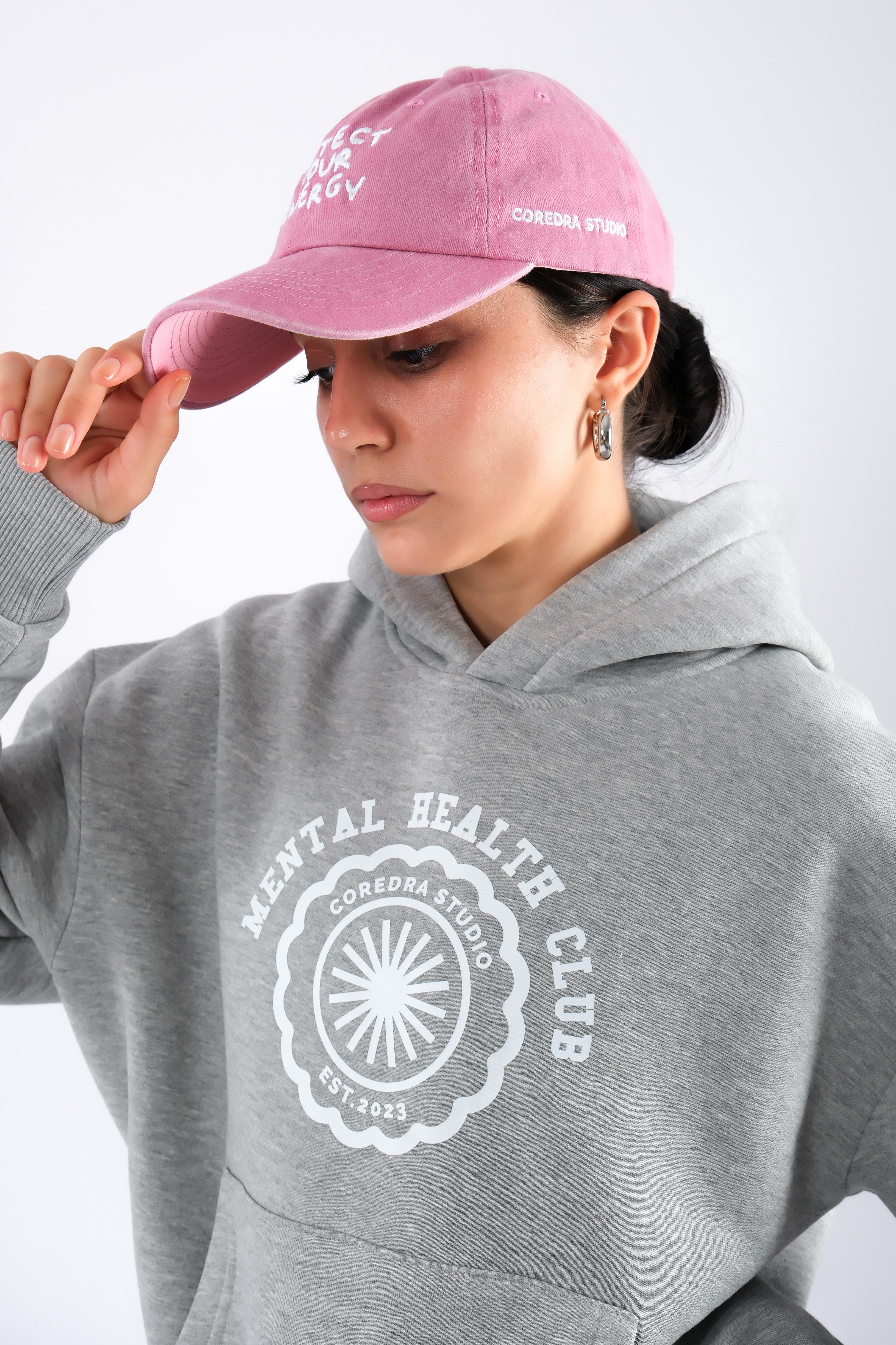 Mental Health Club Relaxed Fit Hoodie Kadın - Gri C503