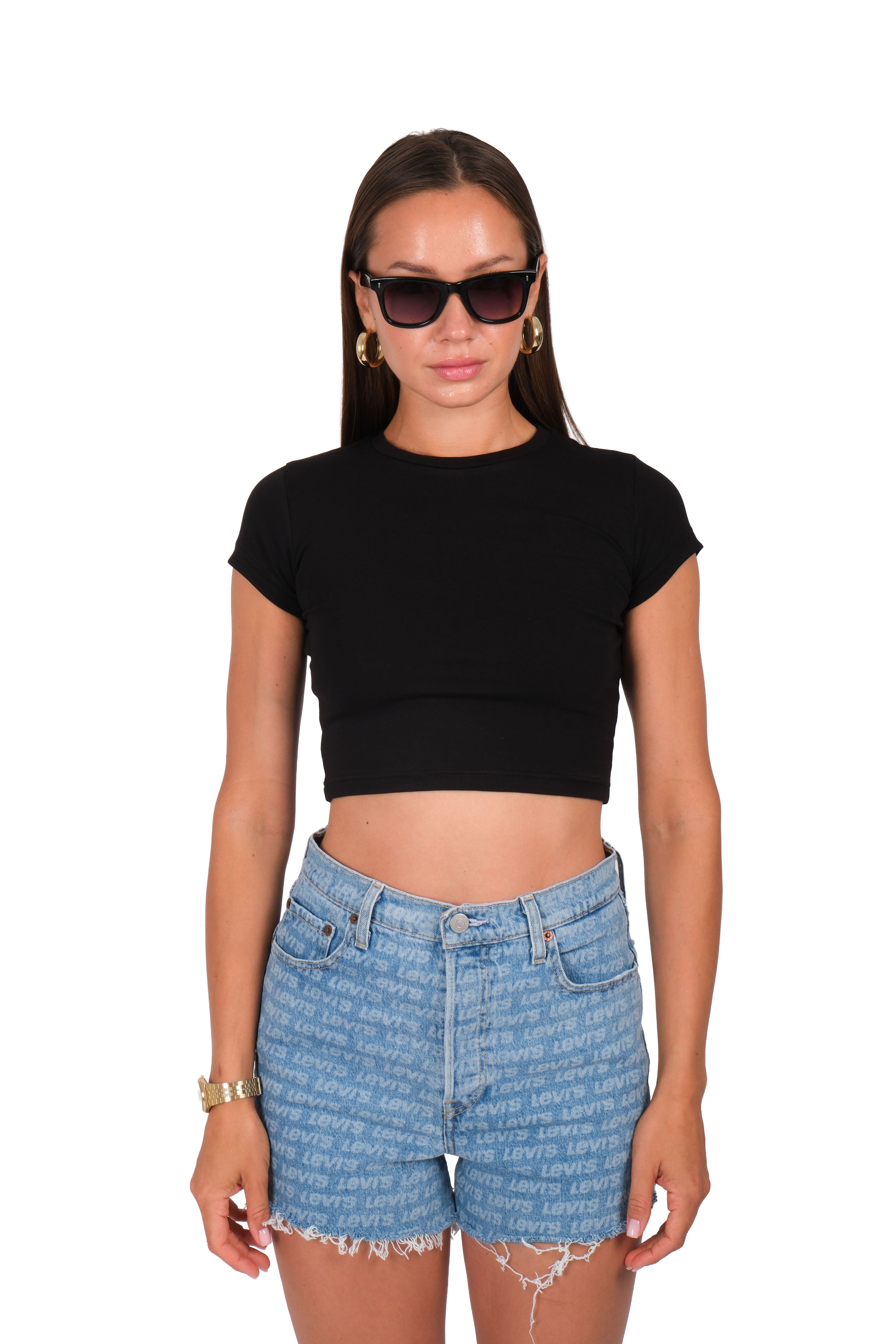 Kadın Basic Baby Tee - C523 - SİYAH