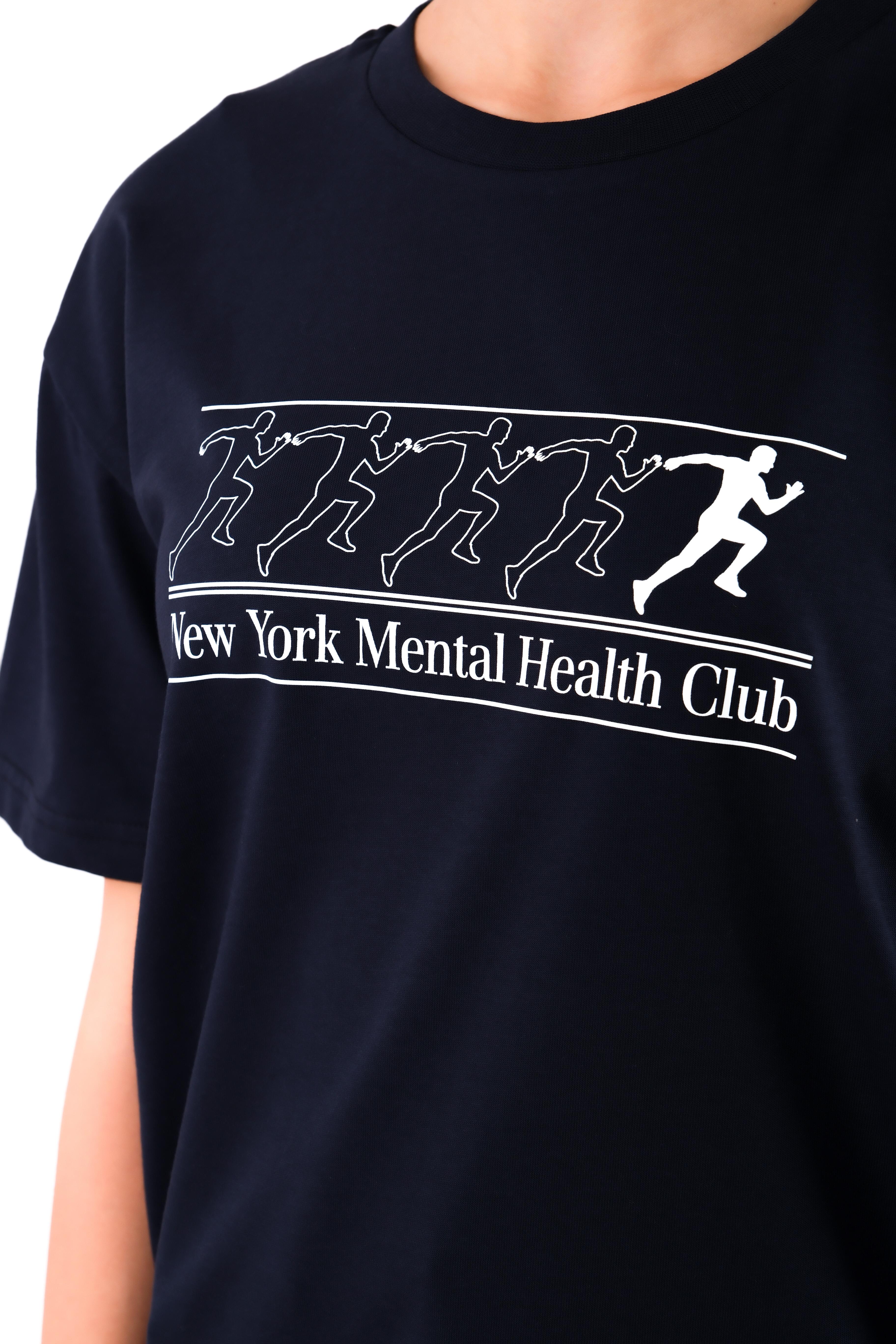 New York Mental Health Club Relaxed Fit Kadın T-Shirt - Lacivert C501