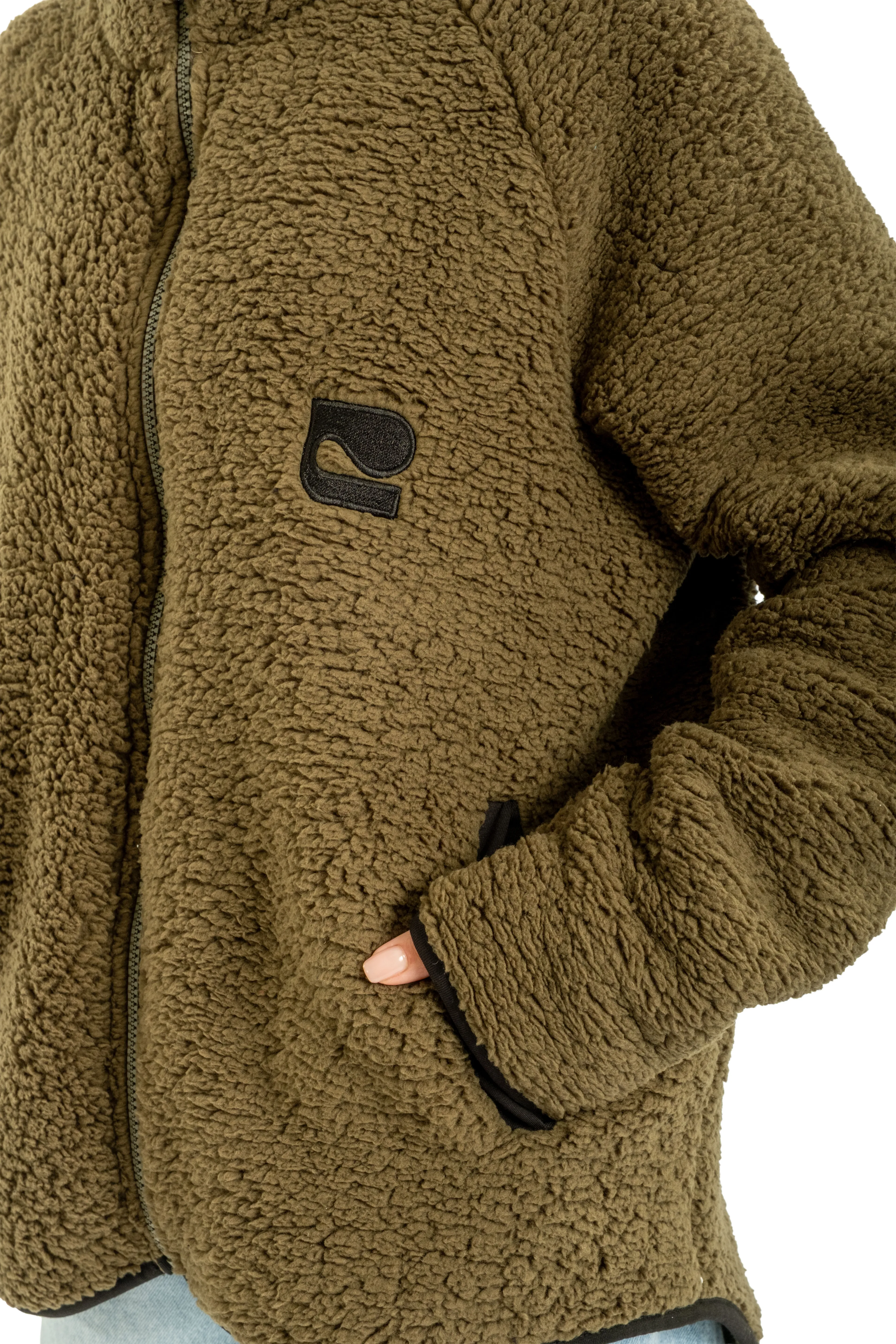 Boydan Fermuarlı Teddy Peluş Mont Kadın - C508