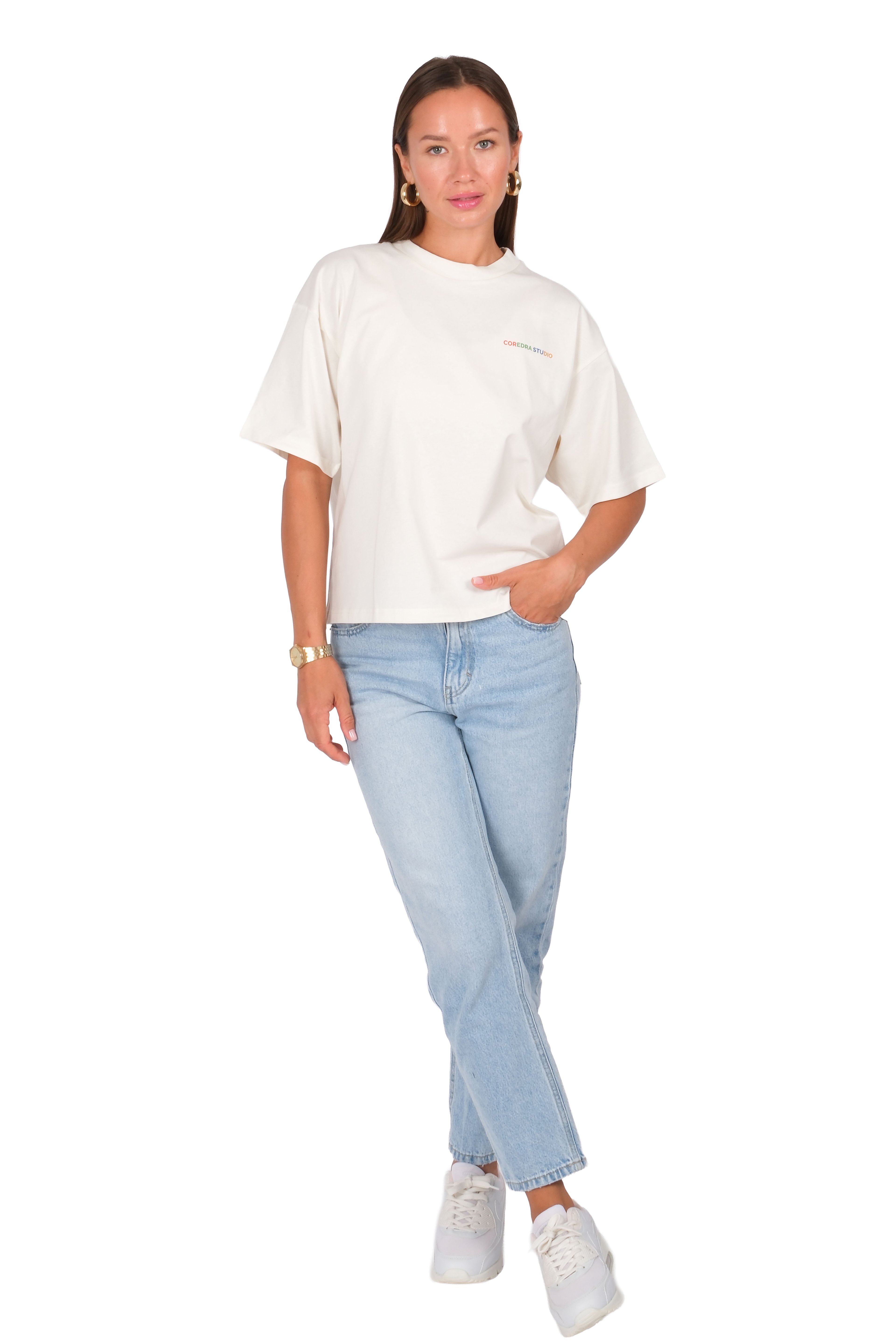 Nature Boxed Fit Kadın T-Shirt Ekru C590