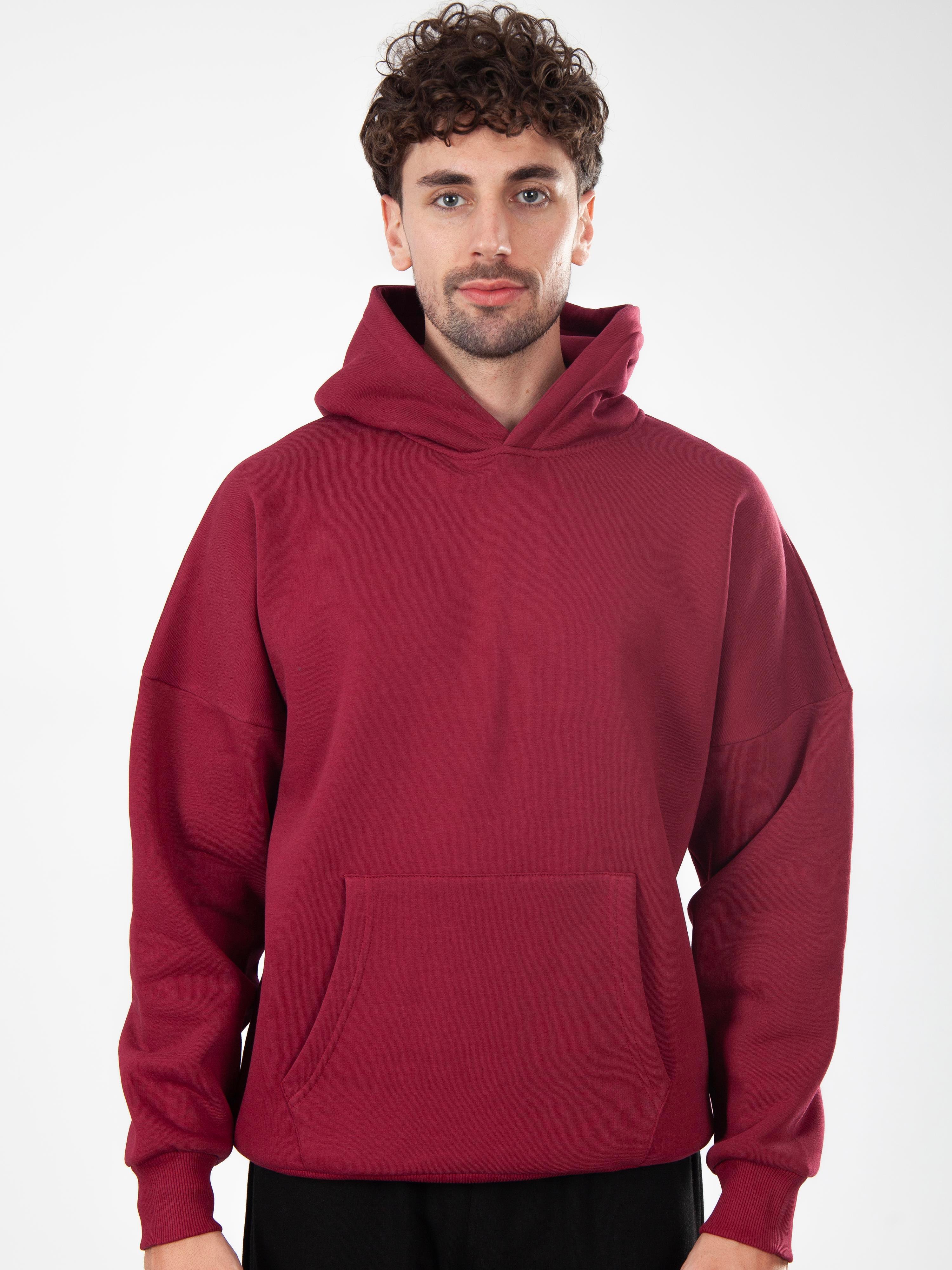 Basic Erkek Oversize Hoodie C107 - BORDO