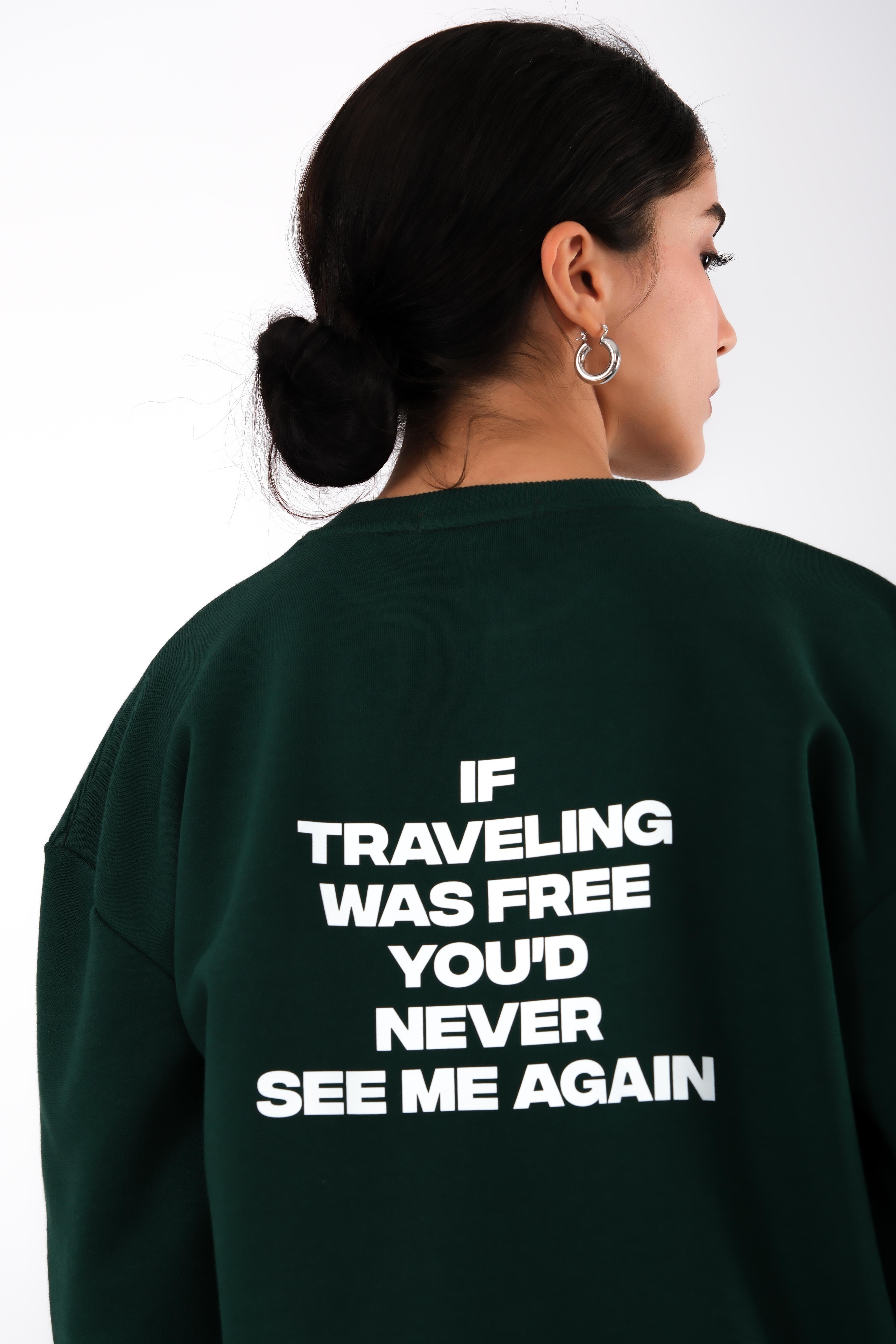 Never See Me Again Relaxed Fit Sweatshirt Kadın - Yeşil C504