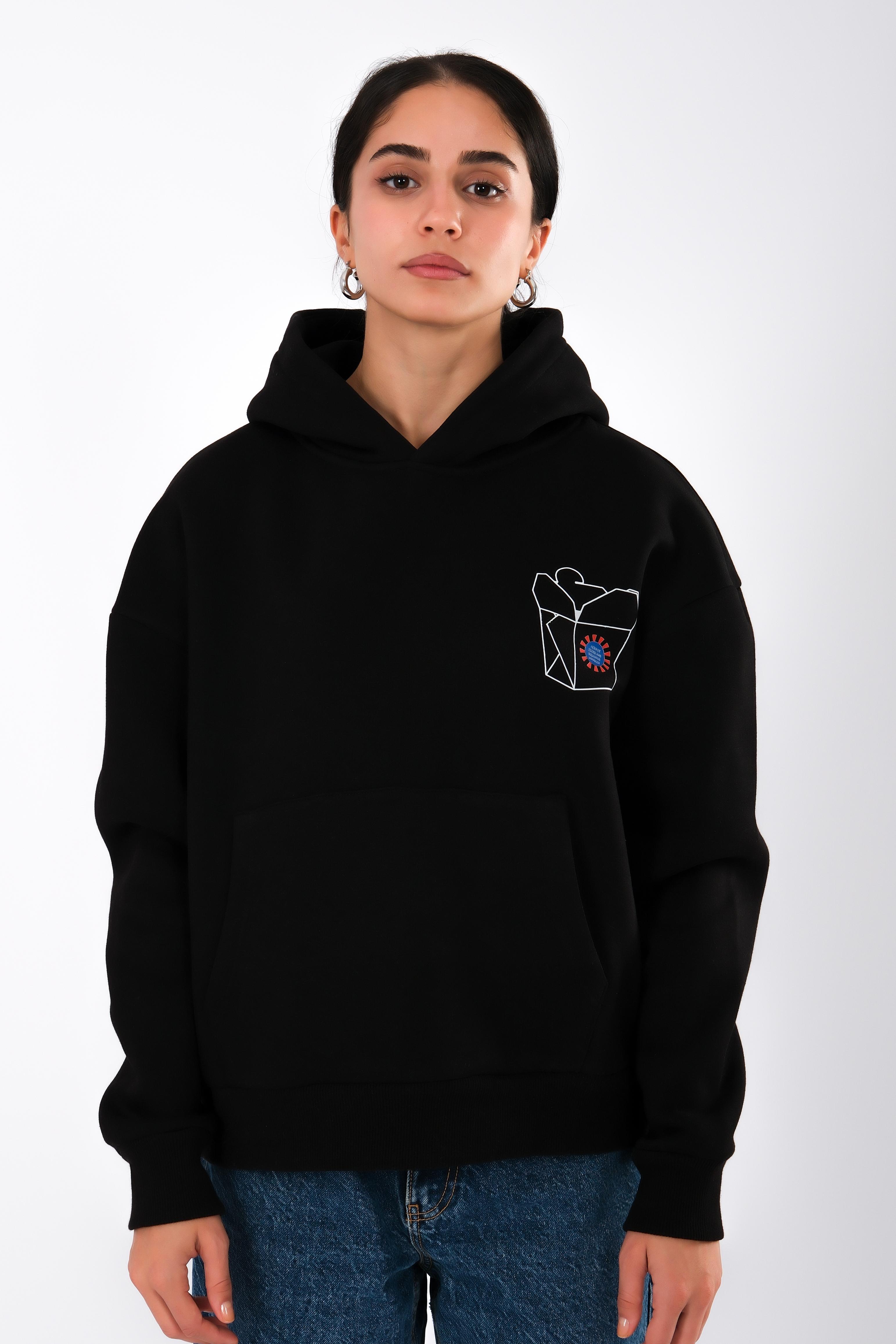 In The Mood For The Noods Relaxed Fit Hoodie Kadın - Siyah C503