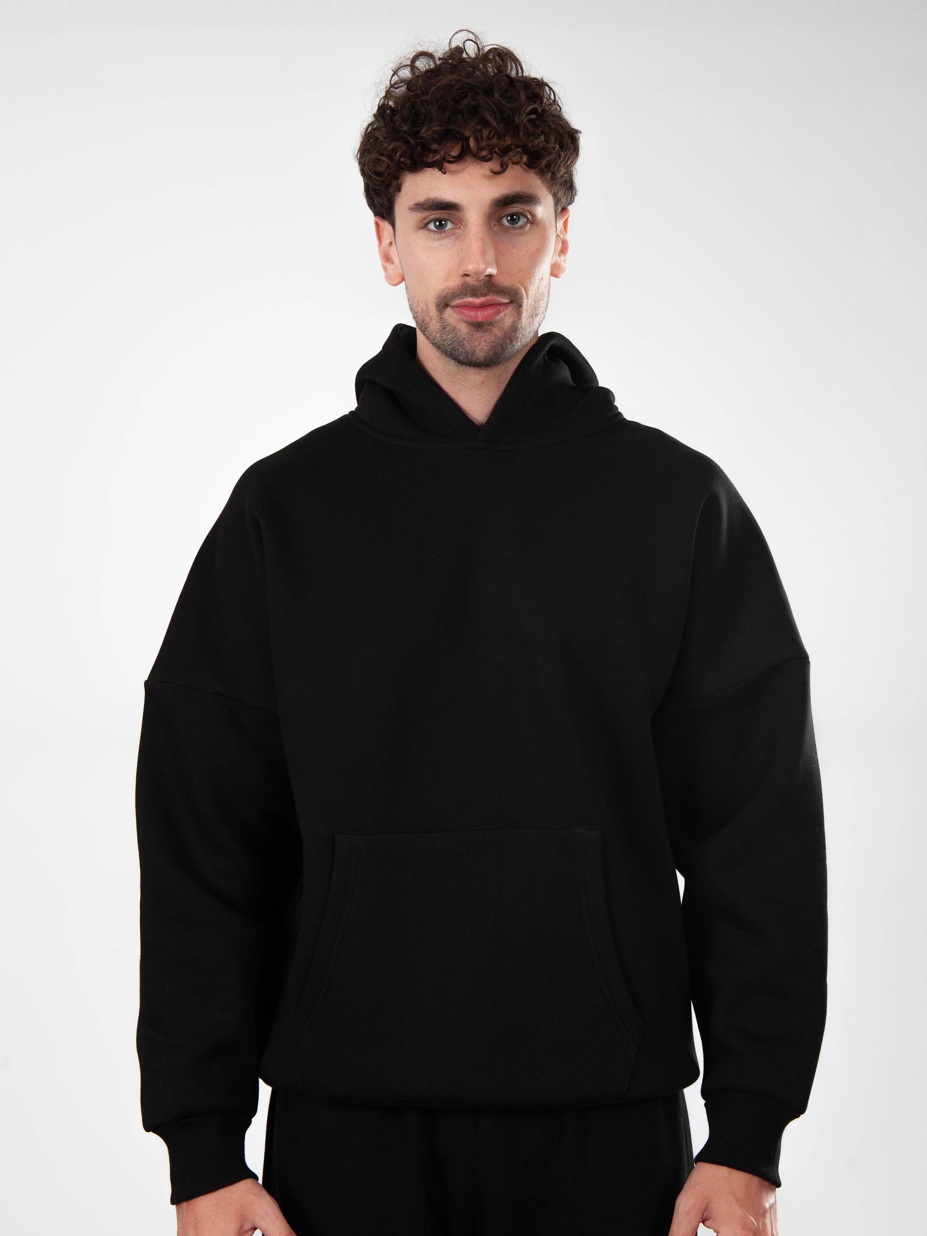 Basic Erkek Oversize Hoodie C107 - SİYAH