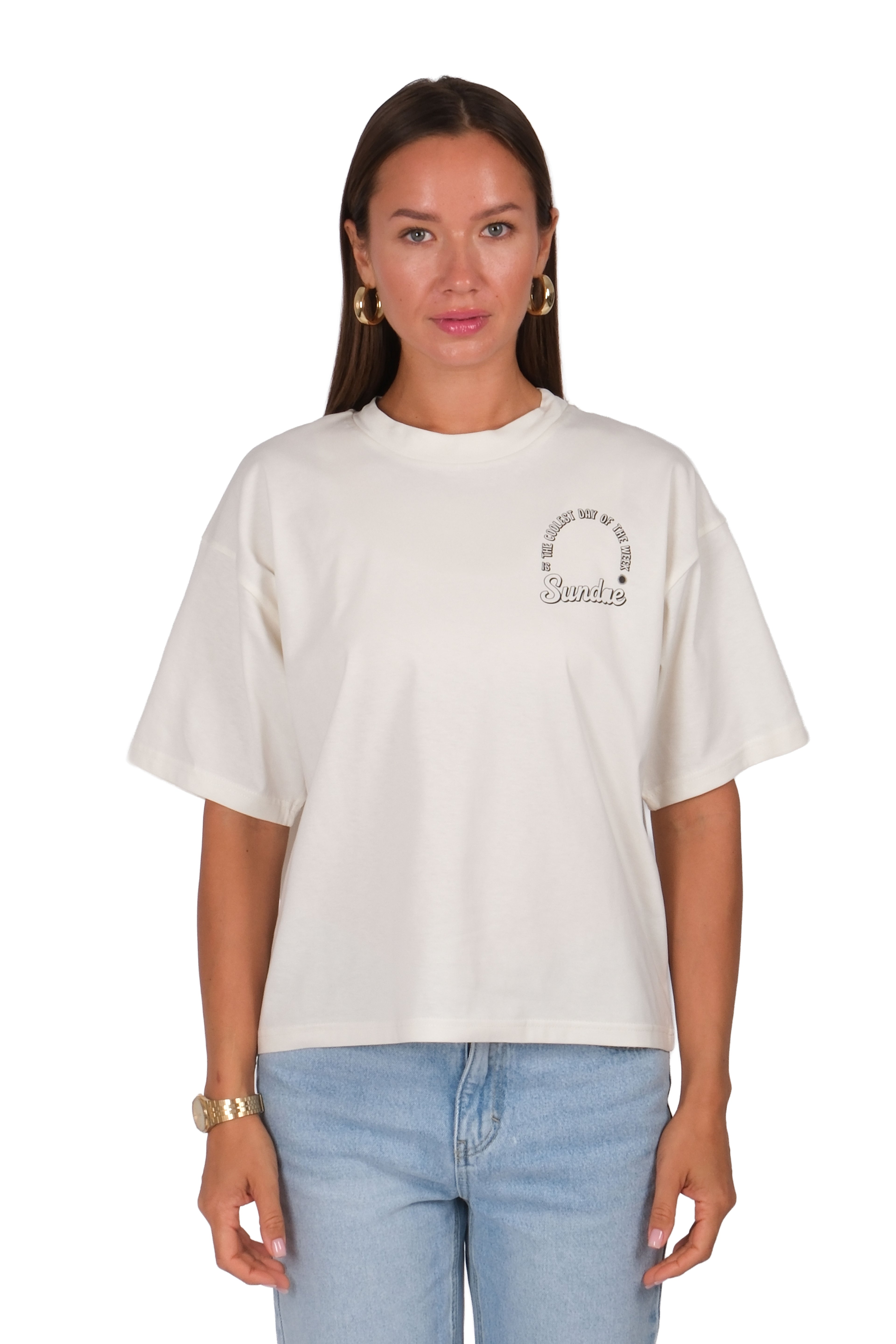 Sundea Boxed Fit Kadın T-Shirt Ekru C590